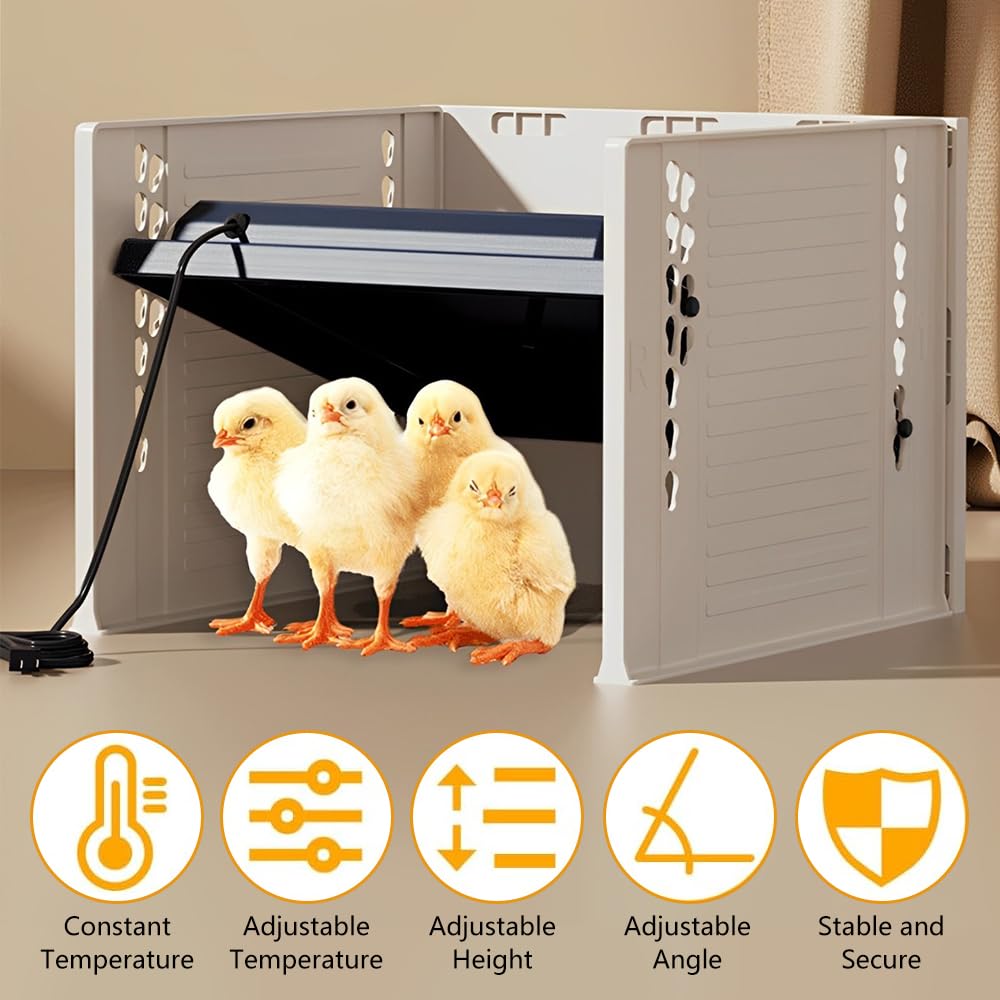 Wärmeplatte Küken, Kükenwärmer Wärmelampe, 25 Watt Küken Brooder Heizplatte für Kükenaufzucht, Einstellbare Höhe Kükenwärmeplatte, Konstante Temperatur und Energieeinsparung für wie Hähnchen