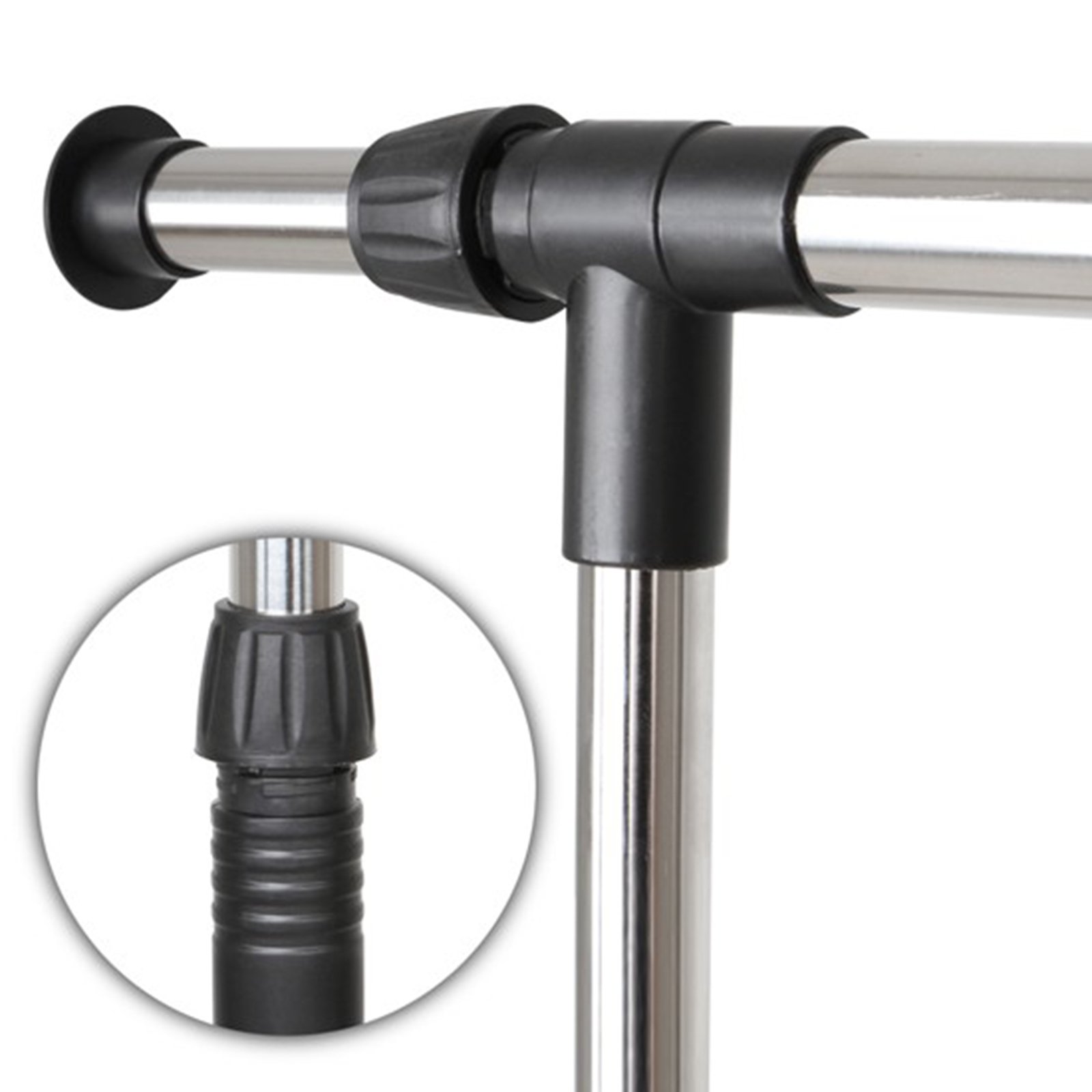 Appendiabiti Su Ruote In Acciaio Cromato - Portatile, Asta Allungabile (92-132 Cm), Capacità 90 Kg, Con 4 Ruote Pivotanti