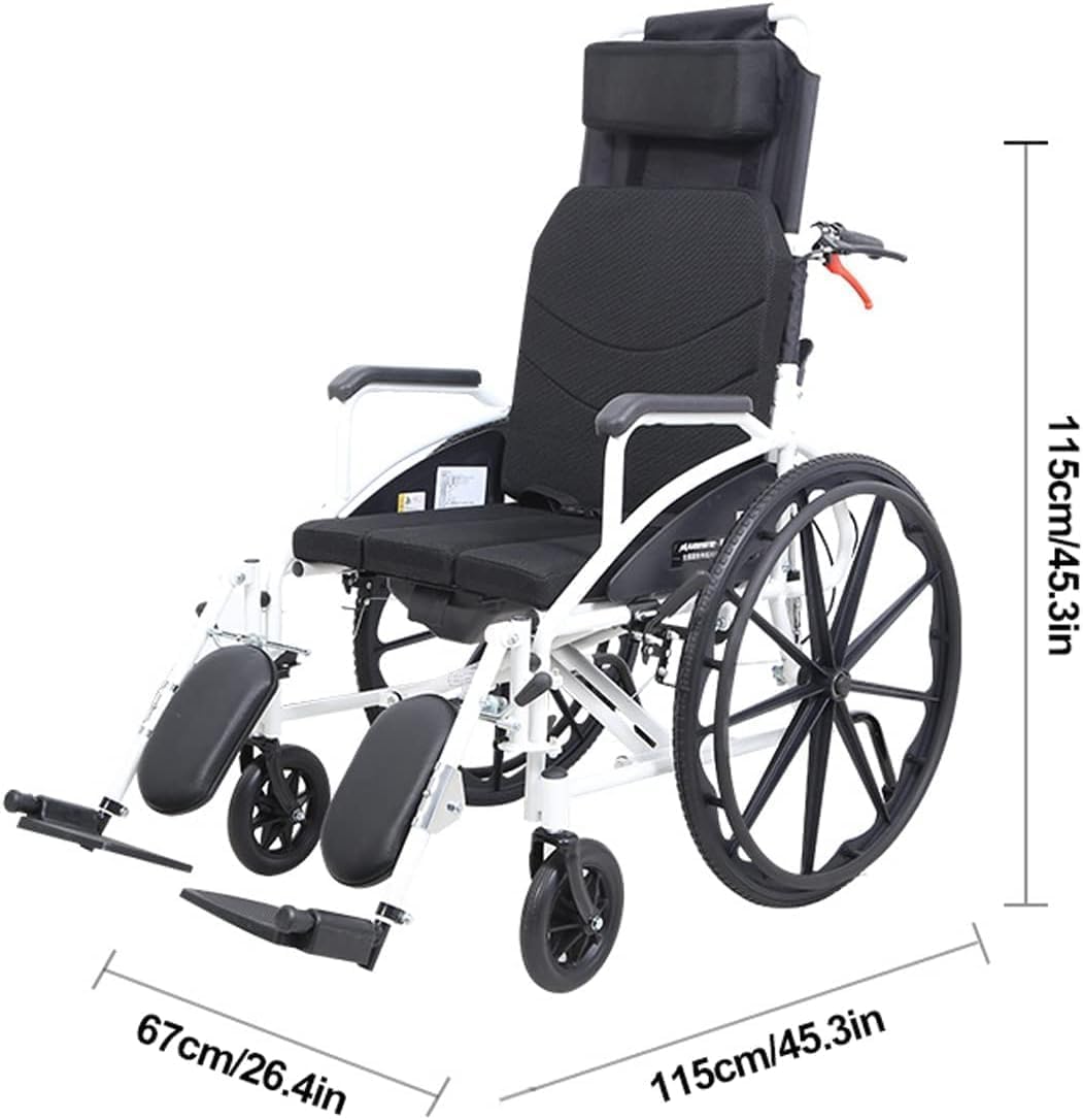 sedia a rotelle Sedia a rotelle da trasporto con schienale alto, poggiatesta rimovibile, sedia a rotelle reclinabile da viaggio, sedia a rotelle pieghevole portatile sedia rotelle