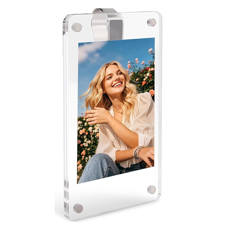 Porta-foto magnético para para-sol automotivo em acrílico BWLEANSY transparente, 1 unidade