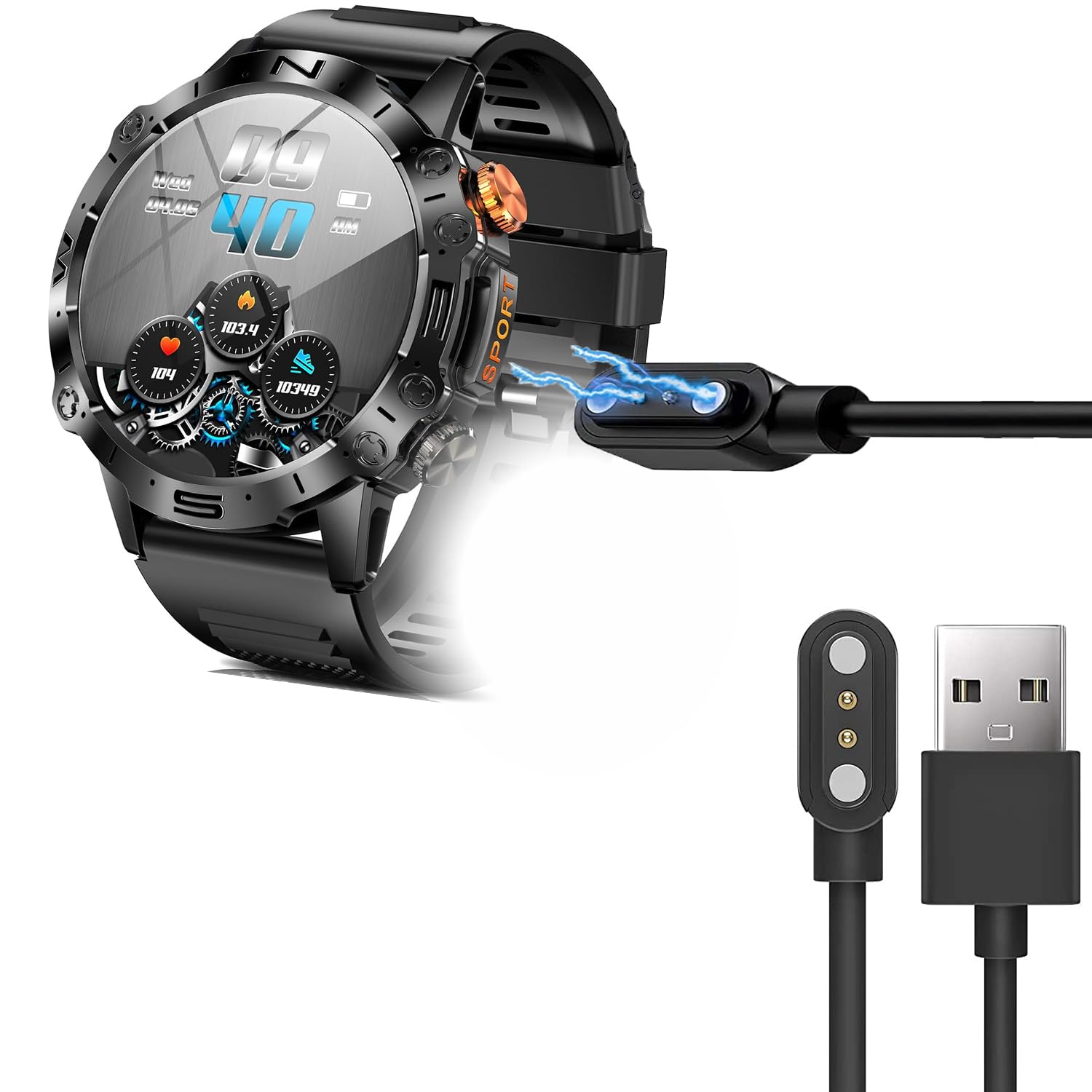 Blueshaweu Ladekabel Kompatibel mit LIGE Smartwatch Herren 1.43 