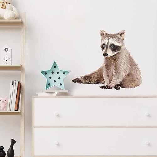 Miniatura 2 de Calcomanía de pared con diseño de mapache lindo para guardería, extraíble, para despegar y pegar, impermeable, decoración de pared para niños,
