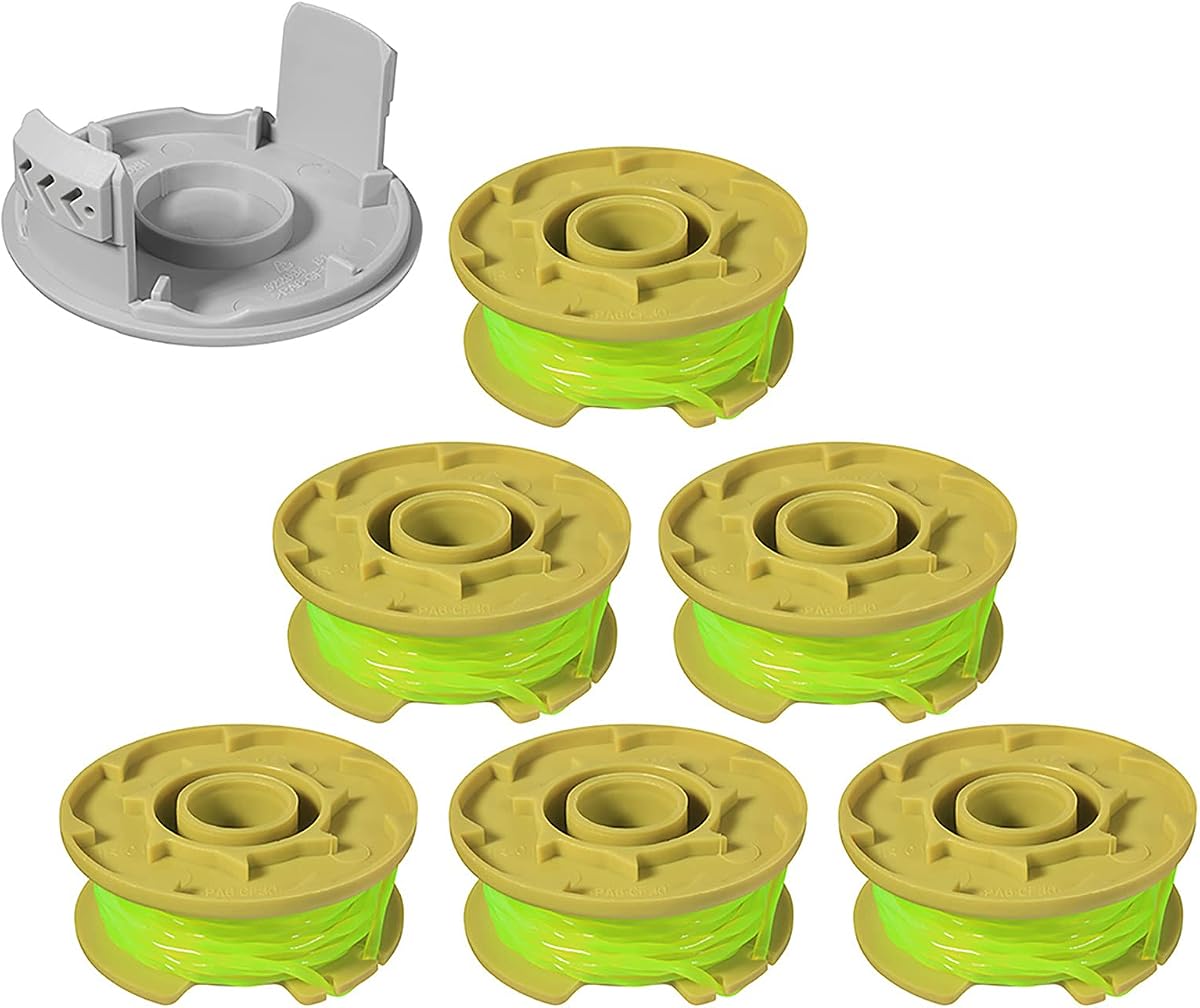 THTEN AC80RL3 Trimmer Spool Fit for Ryobi ONE+ 0.080" 18v 24v 40v 11ft 6PK | Replacement trimmer spool with 0.080" 11ft line compatible with Ryobi AC80RL3 ONE+ 18V 24V 40V cordless string trimmers