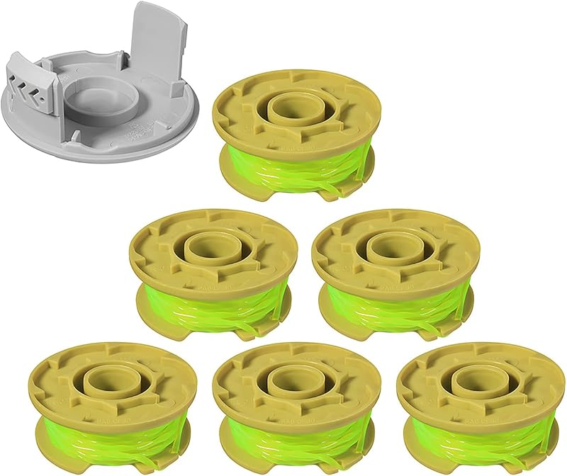 THTEN AC80RL3 Trimmer Spool Fit for Ryobi ONE+ 0.080" 18v 24v 40v 11ft 6PK | Replacement trimmer spool with 0.080" 11ft line compatible with Ryobi AC80RL3 ONE+ 18V 24V 40V cordless string trimmers