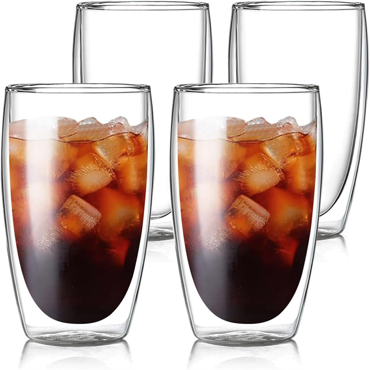 COLOCUP DoubleWall Insulated Glasses, Clear, 15 Ounces Each, Insulated Glass