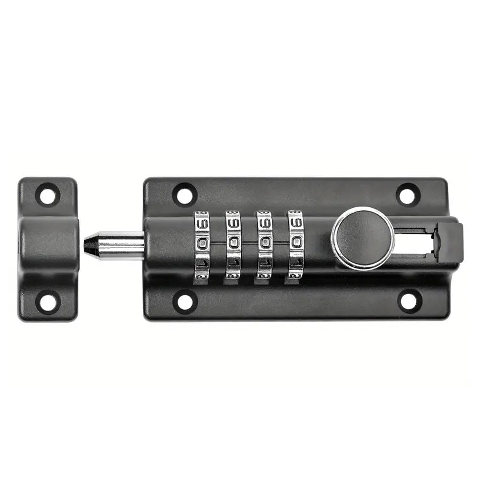 Youyijia Combination Bolt Lock, 4-Digit Weatherproof Keyless Entry Lock, 120mm Thick Solid Zinc Alloy Door Latch for Wooden Gates, Shed, Bedroom, Garage & Fence (Black 1pcs)