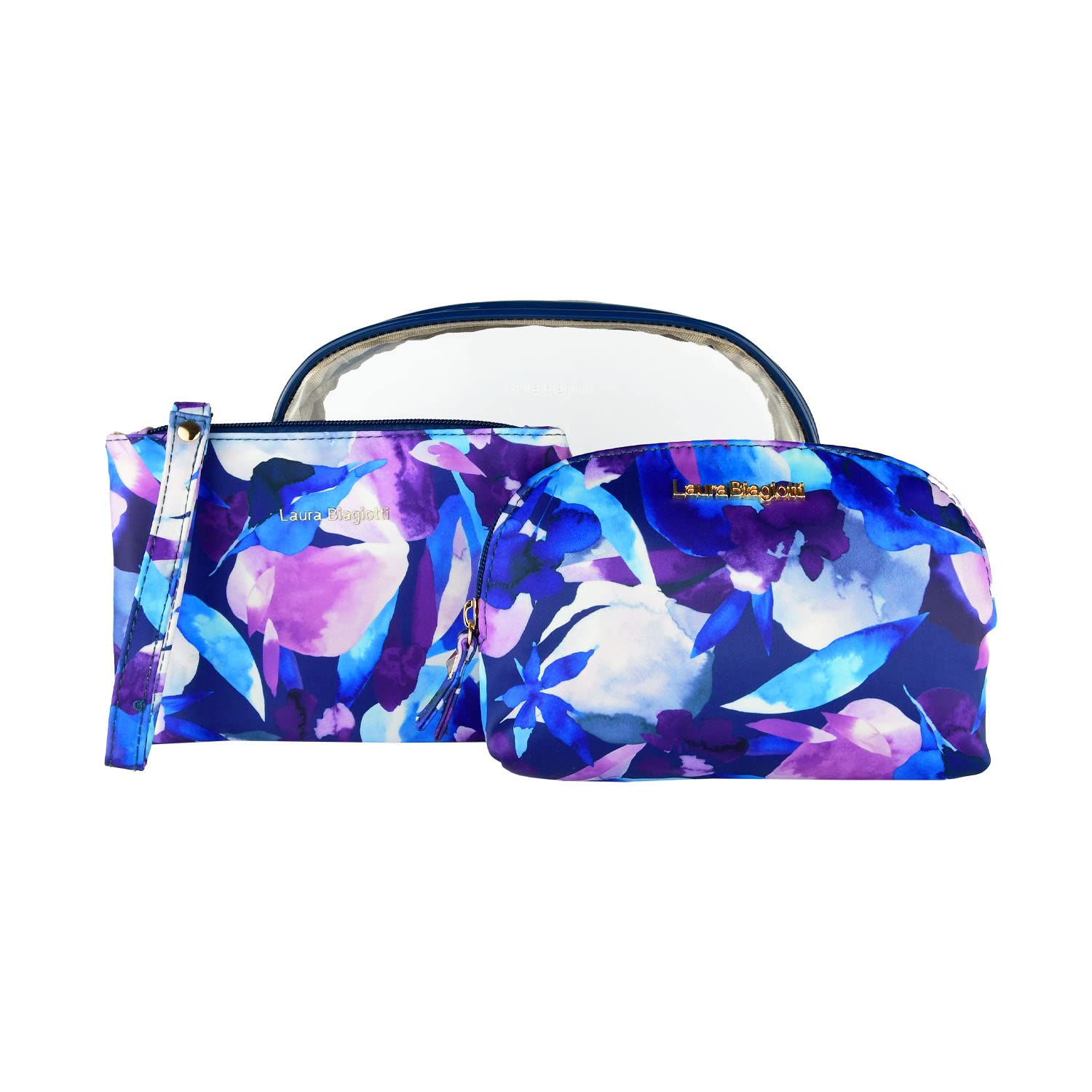 Laura Biagiotti Pochette Donna, Set 3 Pezzi Beauty Case da Viaggio Impermeabile, Borsa Make Up e Cosmetici Con Scatola