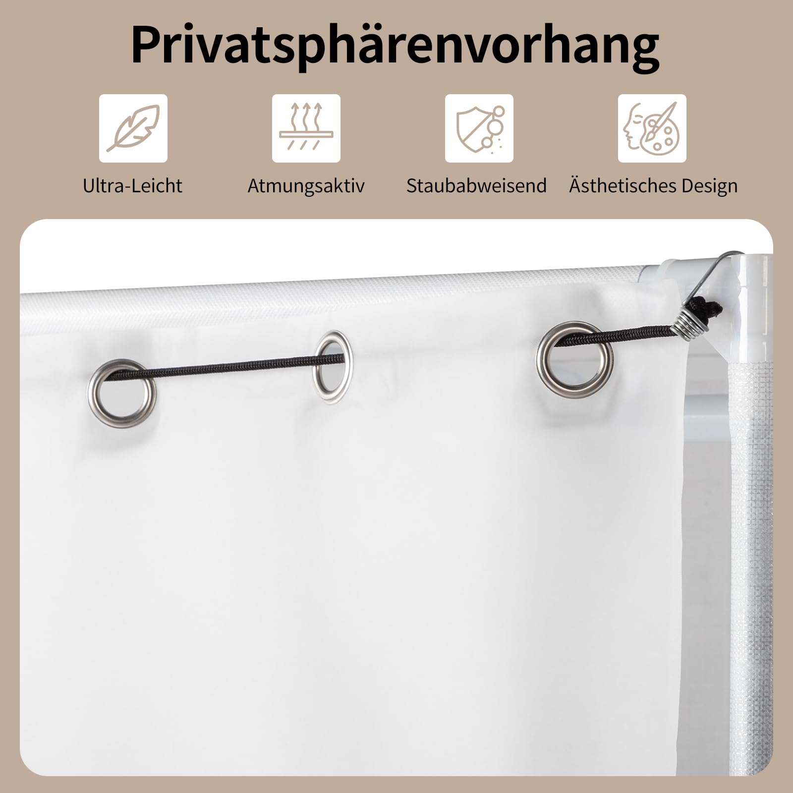 Alightup Armoire de Rangement avec Rideau, Penderie, Dressing, Armoire Métallique, avec Barres de Suspension, Porte-vêtements, pour Vestiaire, Chambre, 144 x 45 x 166 cm (Blanc, 144 x 45 x 166 cm)