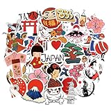 Pack Pegatinas Japón Vinilo Sakura Monte Fuji Torii Linterna Olas Comida Pegatinas Japonesas Tradicionales Estéticas para Portátil Botella Diario Cuaderno Scrapbook Decoración Manualidades