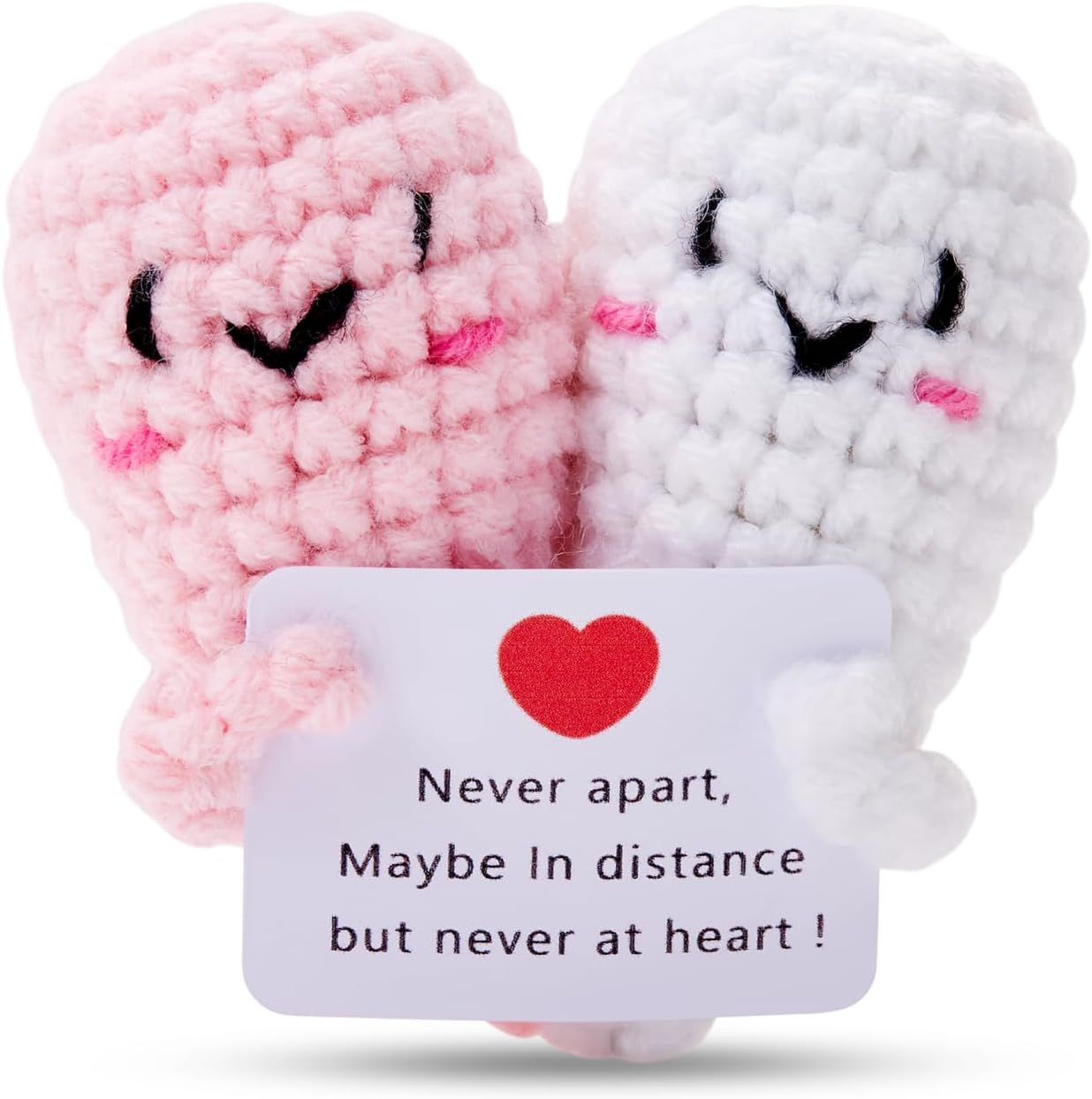 LAIDANLA Red Crochet Heart Fun Heart Shaped Gift Valentines Day Gifts Cute Smiling Crochet Doll Decoration