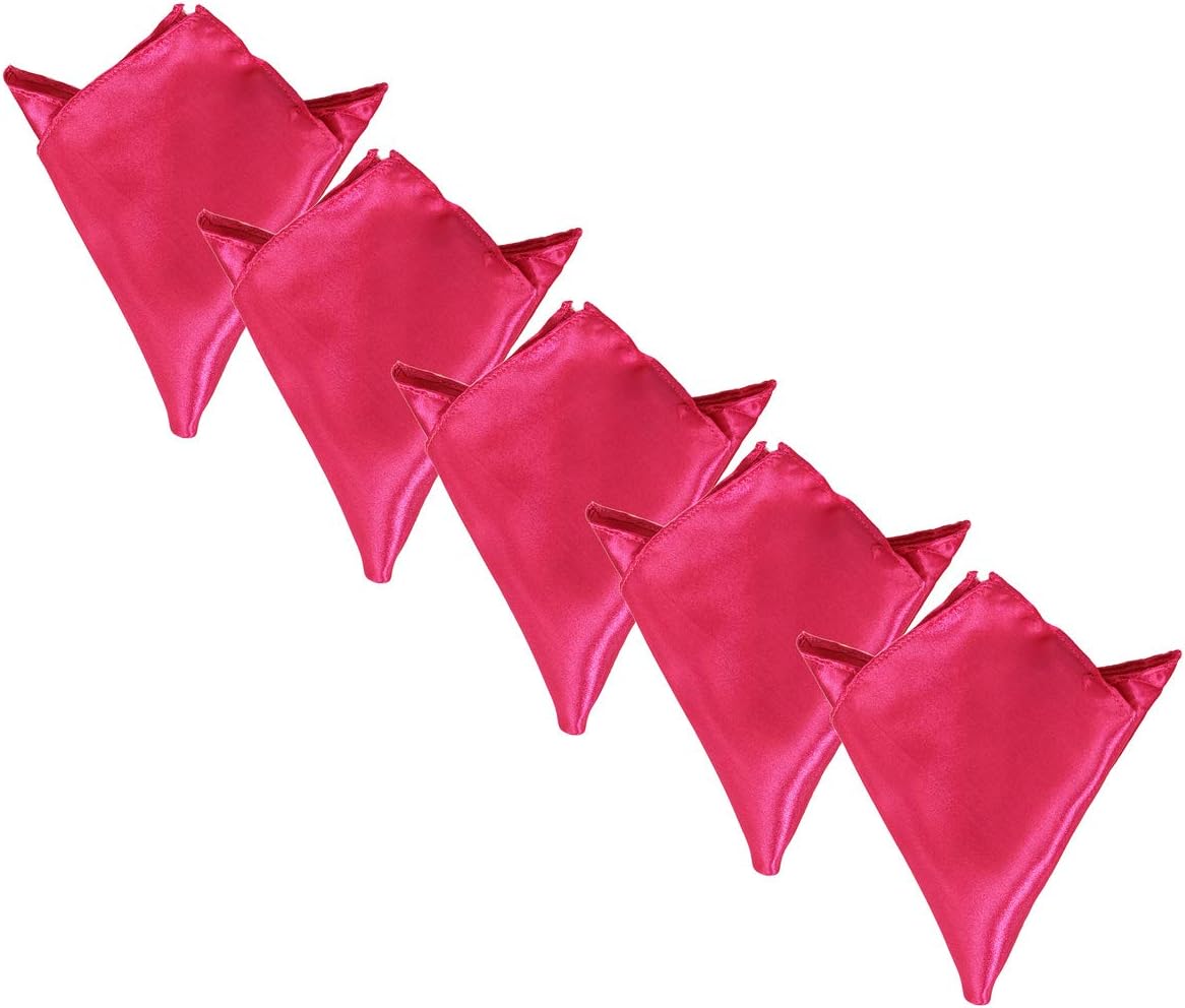 5-Pack Set Men's Solid Color Pocket Square Handkerchief - Diff Colors