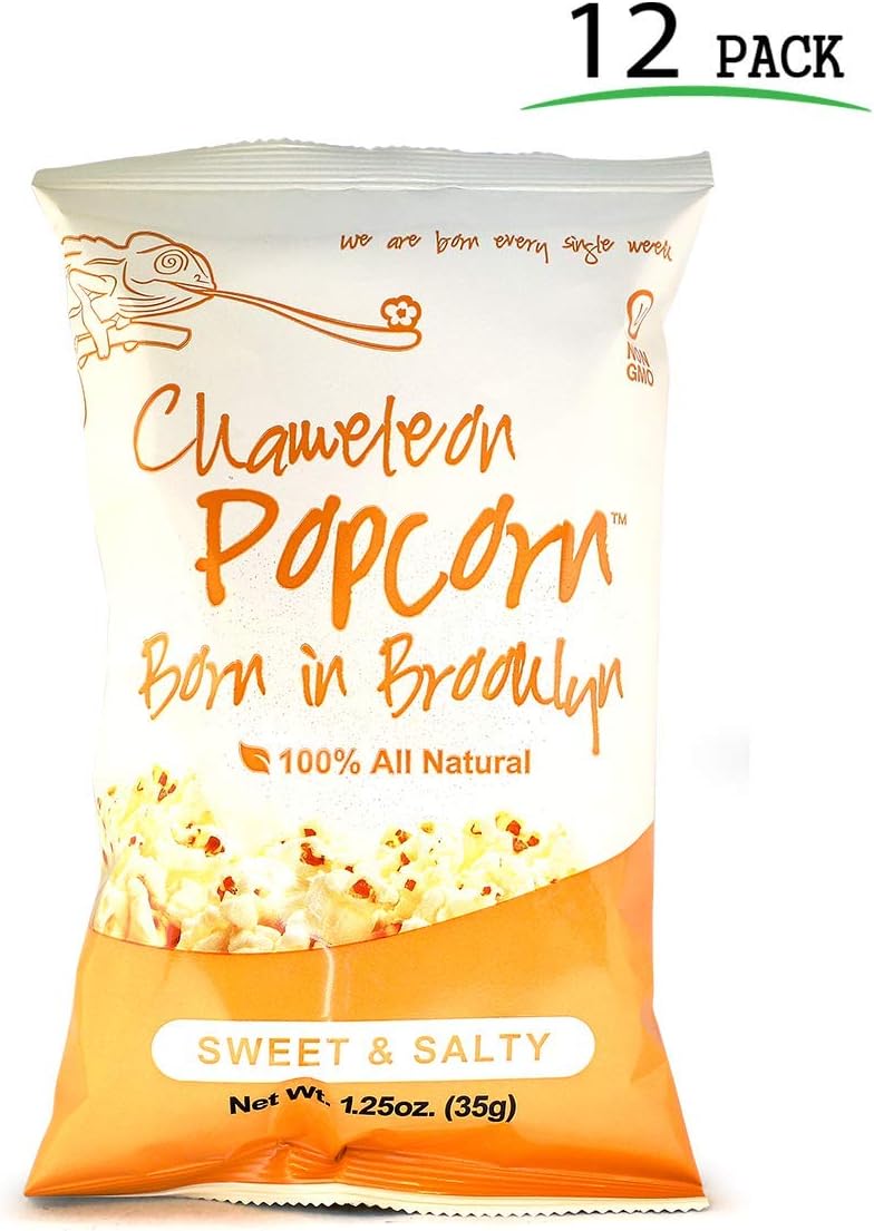 NEW Chameleon Popcorn, Sweet & Salty 1.25 oz, Pack of 12
