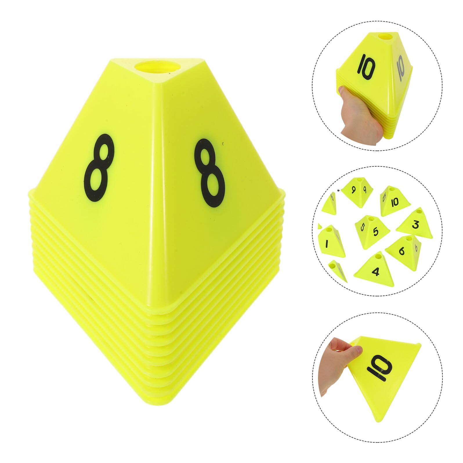 Coni per Allenamento Sportivo 10 Pezzi Numerati Giallo Fluorescente Coni da Gioco per Calcio e Basket Marcatori per Campi Sportivi Resistenti alle Intemperie per Allenamento
