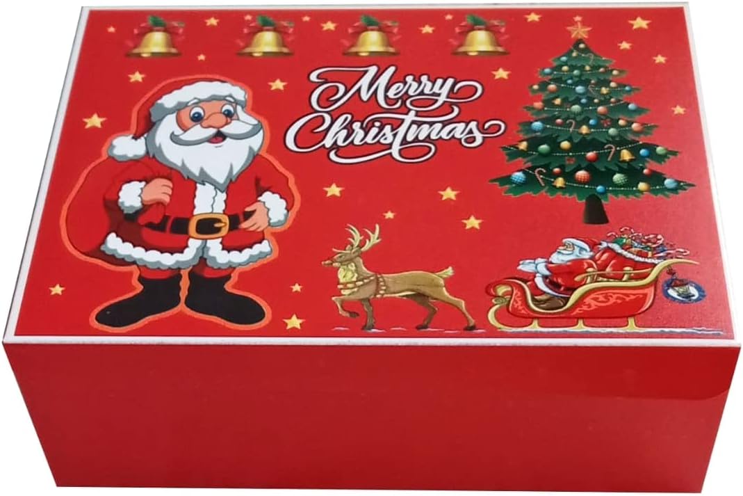 BOX WORLD Designer Merry Christmas Snacks Box (Empty Unfold Thick Card Paperboard Containers for Snacks/Sweets) (Pack of 6, 5×7×2.5 inches)