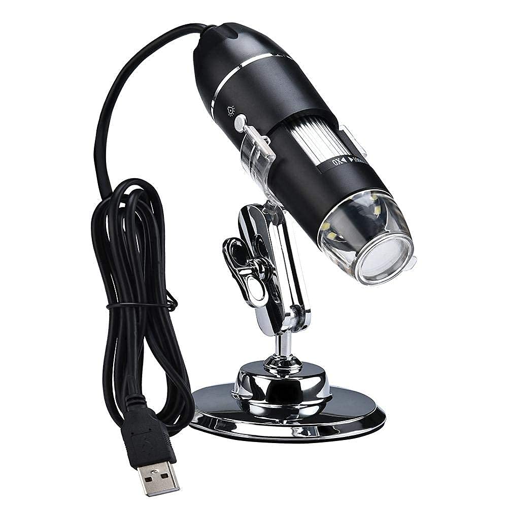 Dhruvga 1000x 2MP 8 LED USB Portable Digital Microscope/Dermascope/Endoscope Zoom Camera Magnifier +Stand Compatible with Mac & Window 7 8 10 for PCB. (DHV-MCS-0120)
