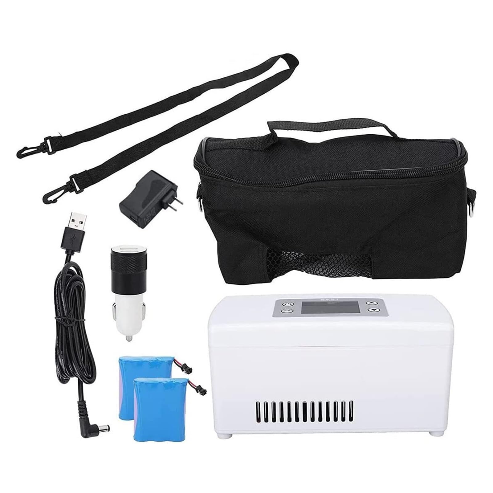 Estuche Térmico para Insulina Portátil - Nevera Médica Recargable con Pantalla Digital, Silencioso y Adaptador Coche - Organizador Compacto Medicamentos (3 Bolígrafos/12 Cartuchos)