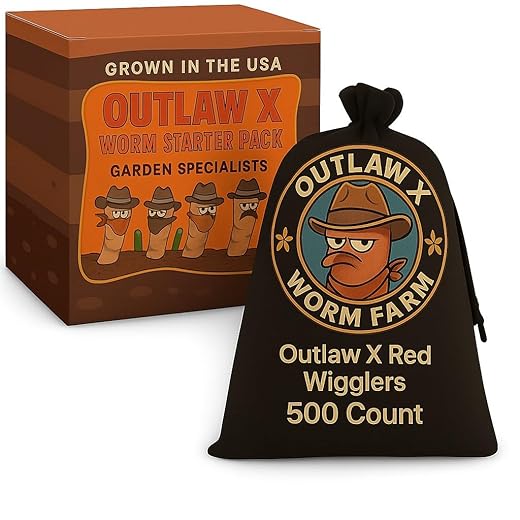 Outlaw X Red Wigglers, 500 Count Compost Worms Red Worm Starter Pack USA Grown