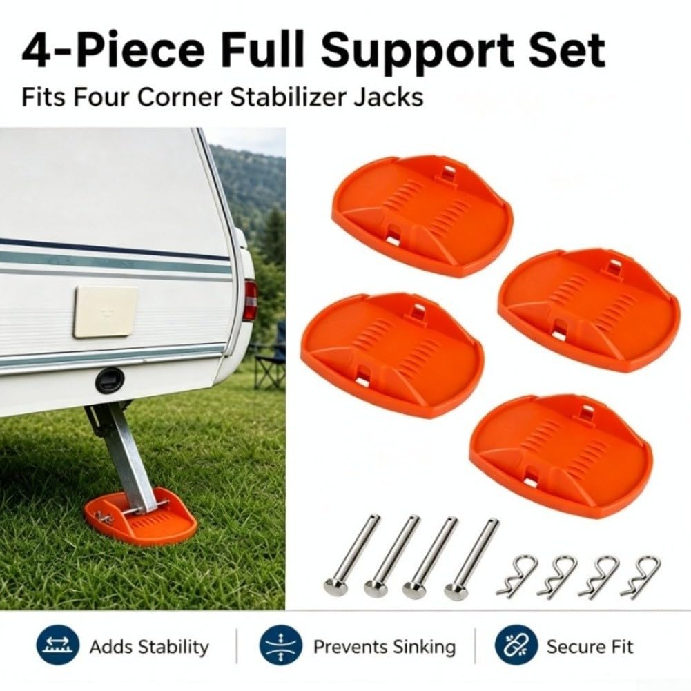 4er Set für wohnmobil Stützplatten mit Sicherungsstift PP 4er