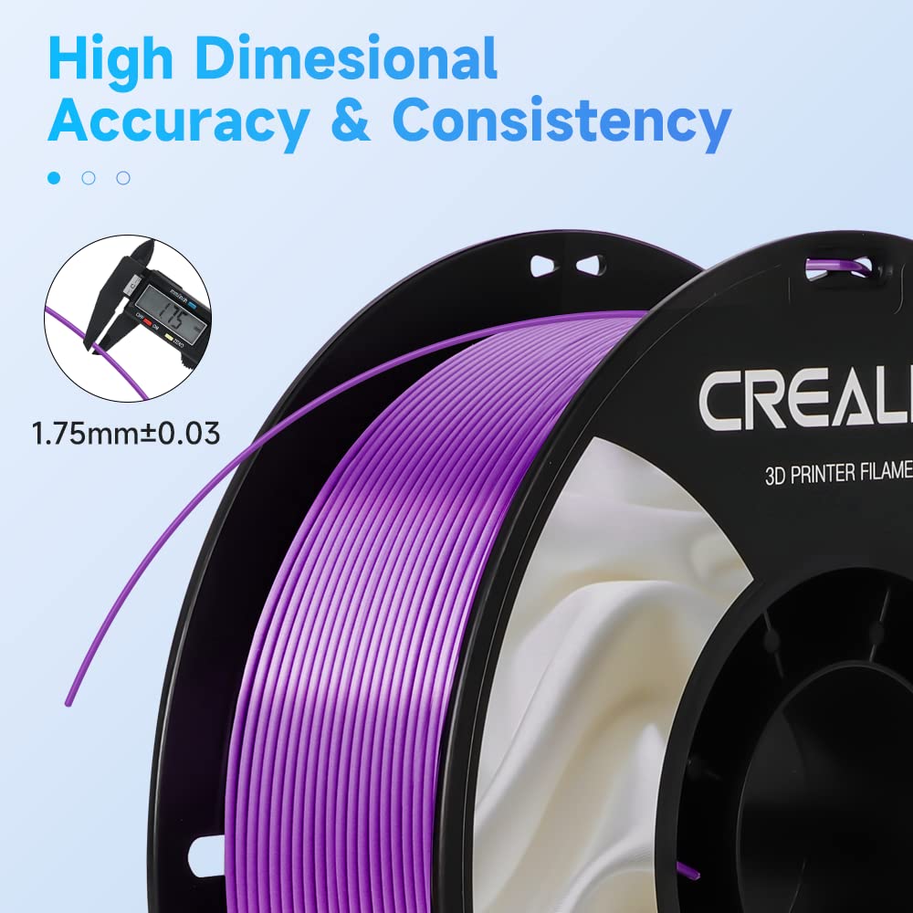 Creality Filamento PLA per stampante 3D, 1,75 mm, in PLA senza grovigli, forte incollaggio e sporgenza, precisione dimensionale +/-0,02 mm, 1 kg, Silk PLA - Viola