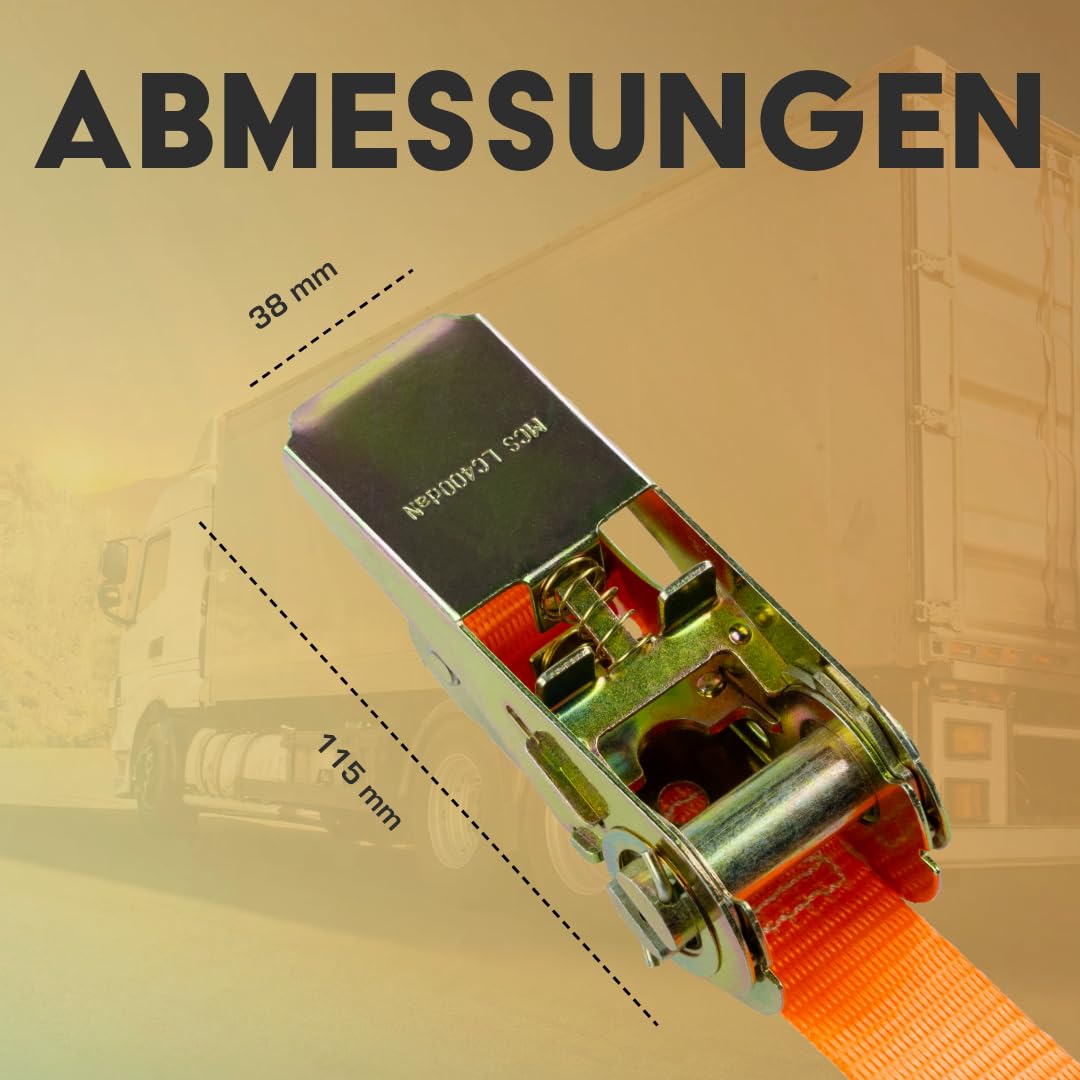 Pasy mocujące z grzechotką i hakami, zestaw 4 sztuk, szerokość 25 mm, długość 3 m, do 700 kg, pomarańczowy, pasy mocujące do zabezpieczenia ładunku, pasy mocujące 3 m