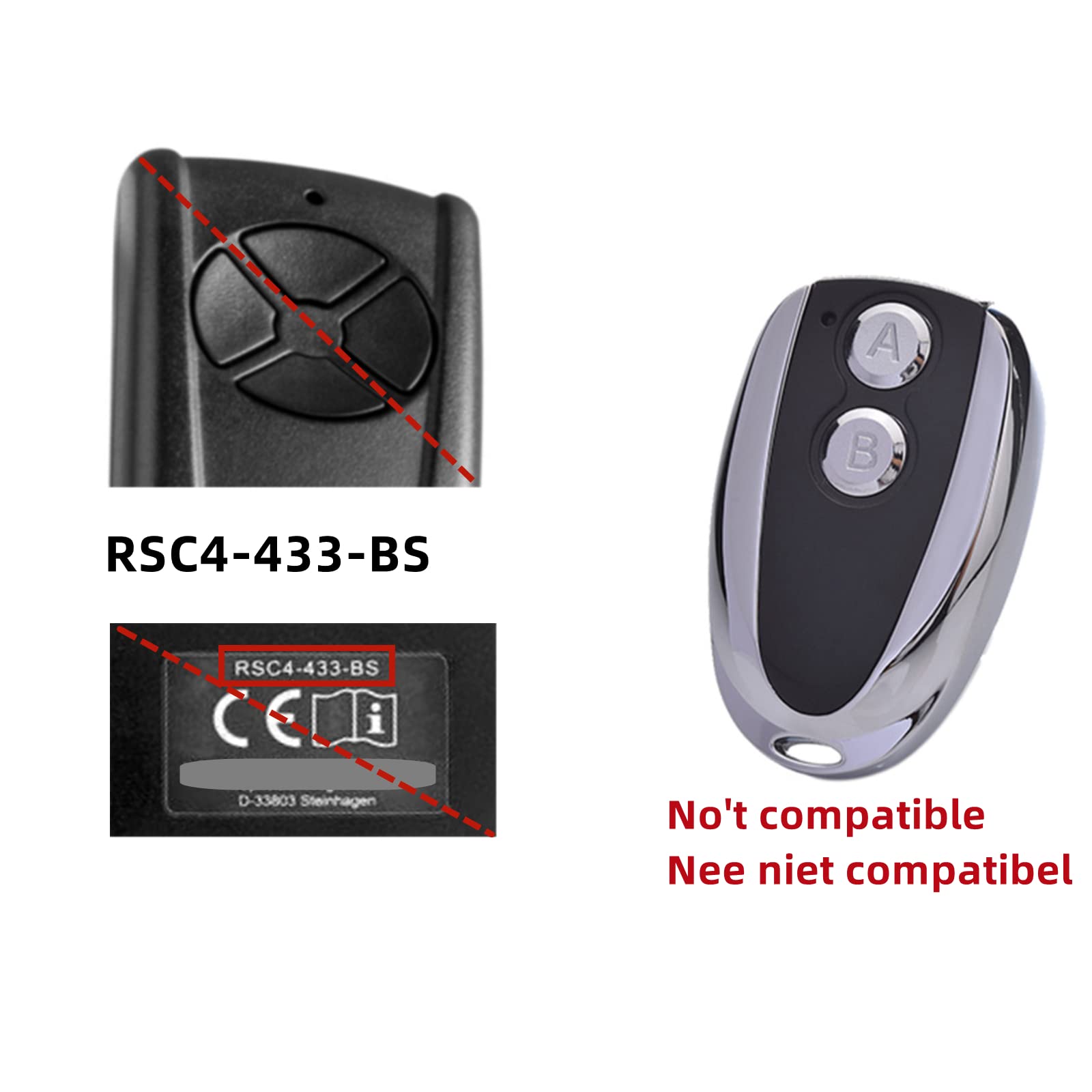 Transmisor de puerta de garaje para ECOSTAR RSC2 433,92 MHz, compatible Transmisor de puerta de garaje para ECOSTAR RSC2 433,92 MHz, compatible