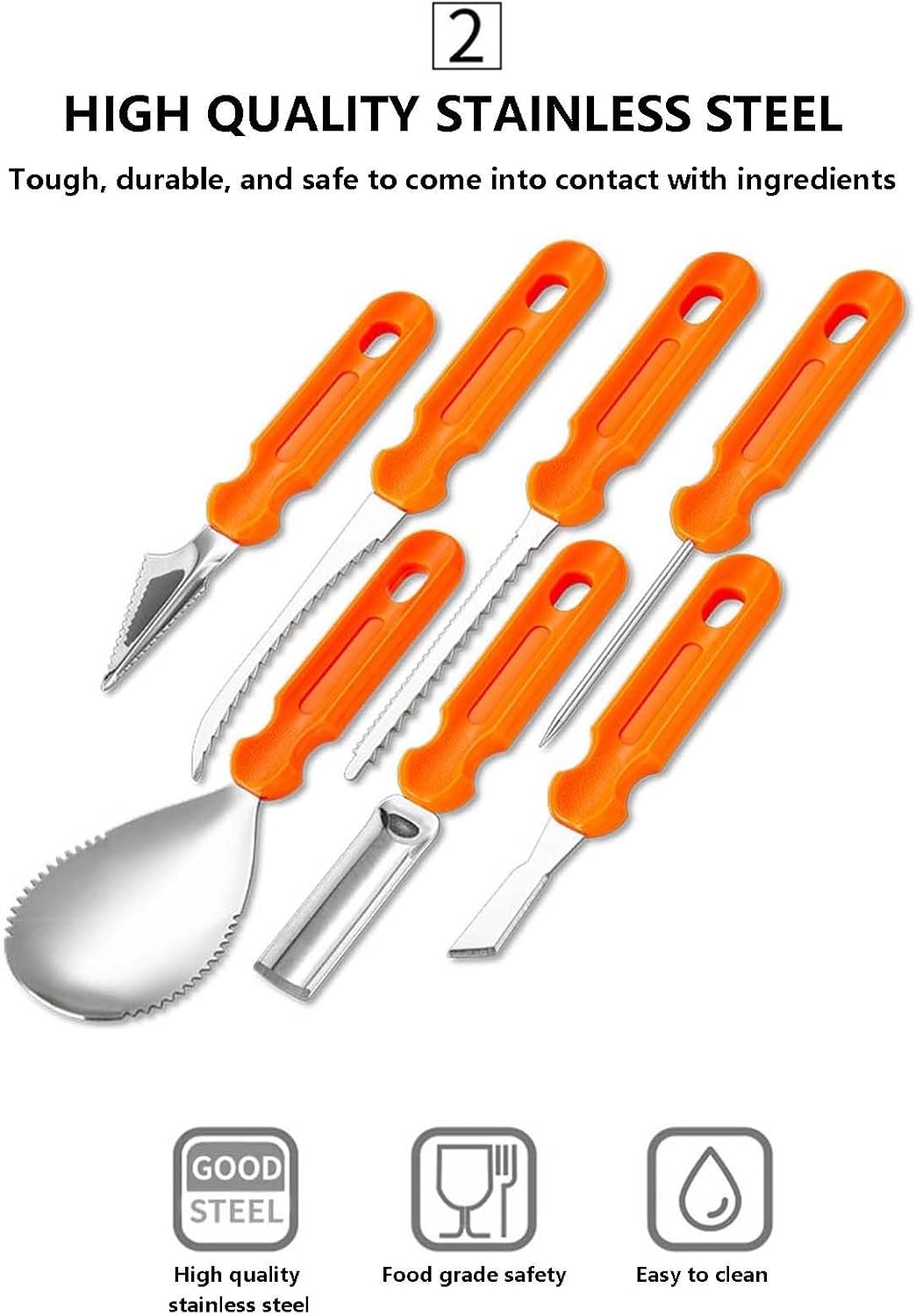 7/10 pcs Halloween Pumpkin Carving Kit - Professional Heavy Duty Stainless Steel Carving Tools for Halloween Decoration, DIY Pumpkin Carving Set Sculpting Tools with Pumpkin Stencils (10pcs) (7pcs )