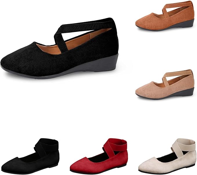 Ballerines Pour Femme Légères Et Confortables - Chaussures Plates Décontractées Ou Travail - Petit Talon Discret - Textile Respirant