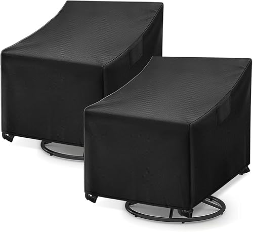 WLEAFJ Fundas para sillas giratorias de patio, impermeables, color negro, fundas para sillas mecedoras para exteriores, fundas de asiento profundo,