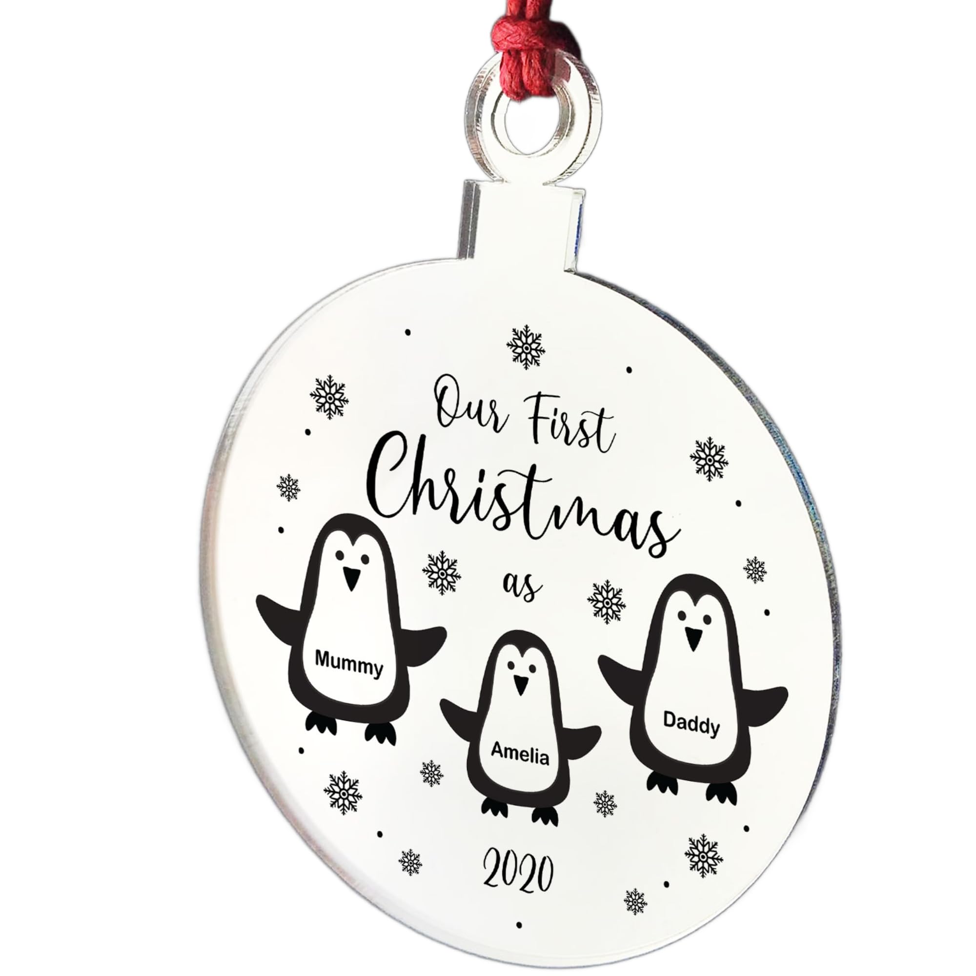 Personalised Our First Christmas As Mummy And Daddy Engraved Bauble Baby Gift