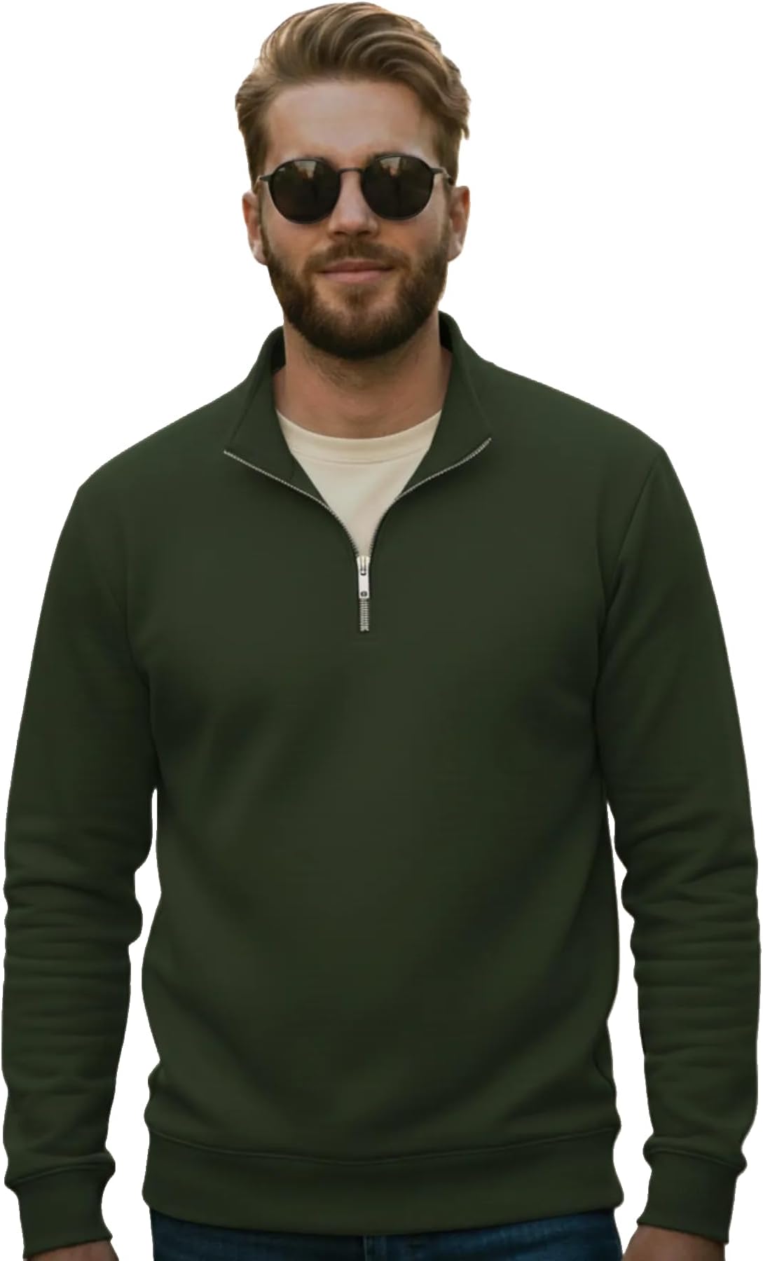 Men’s Fleece Half-Zip High Neck Sweatshirt | Warm & Stylish Winter Wear -JM4380
