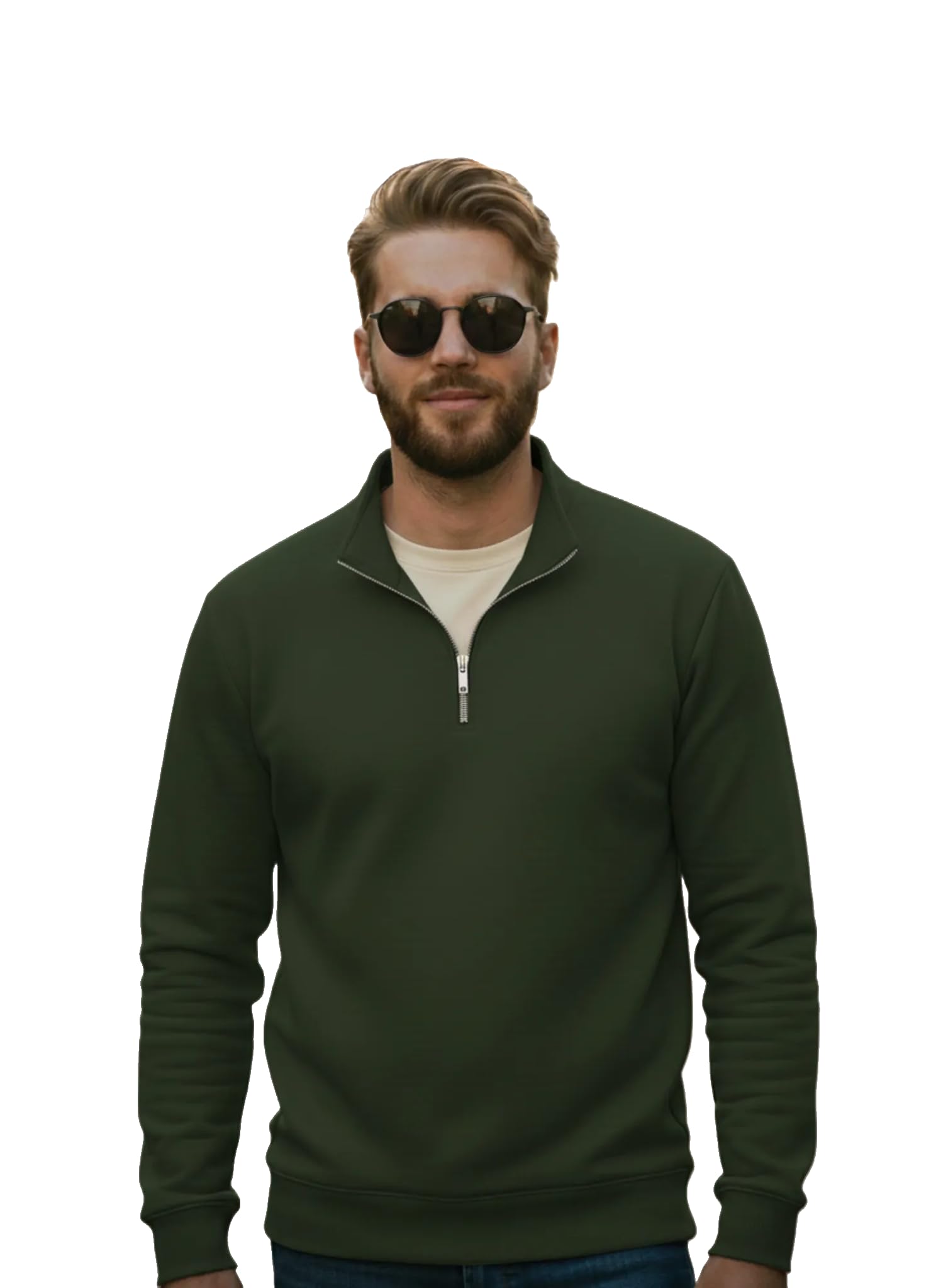 Mack Jonney Men’s Fleece Half-Zip High Neck Sweatshirt | Warm & Stylish Winter Wear -JM4380