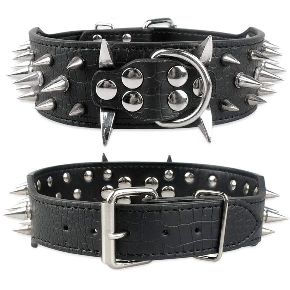 Izefia Dog Collar Sharp Spiked Studded Luxurious Padded Leather Collars for Medium Large Dogs - Image 4