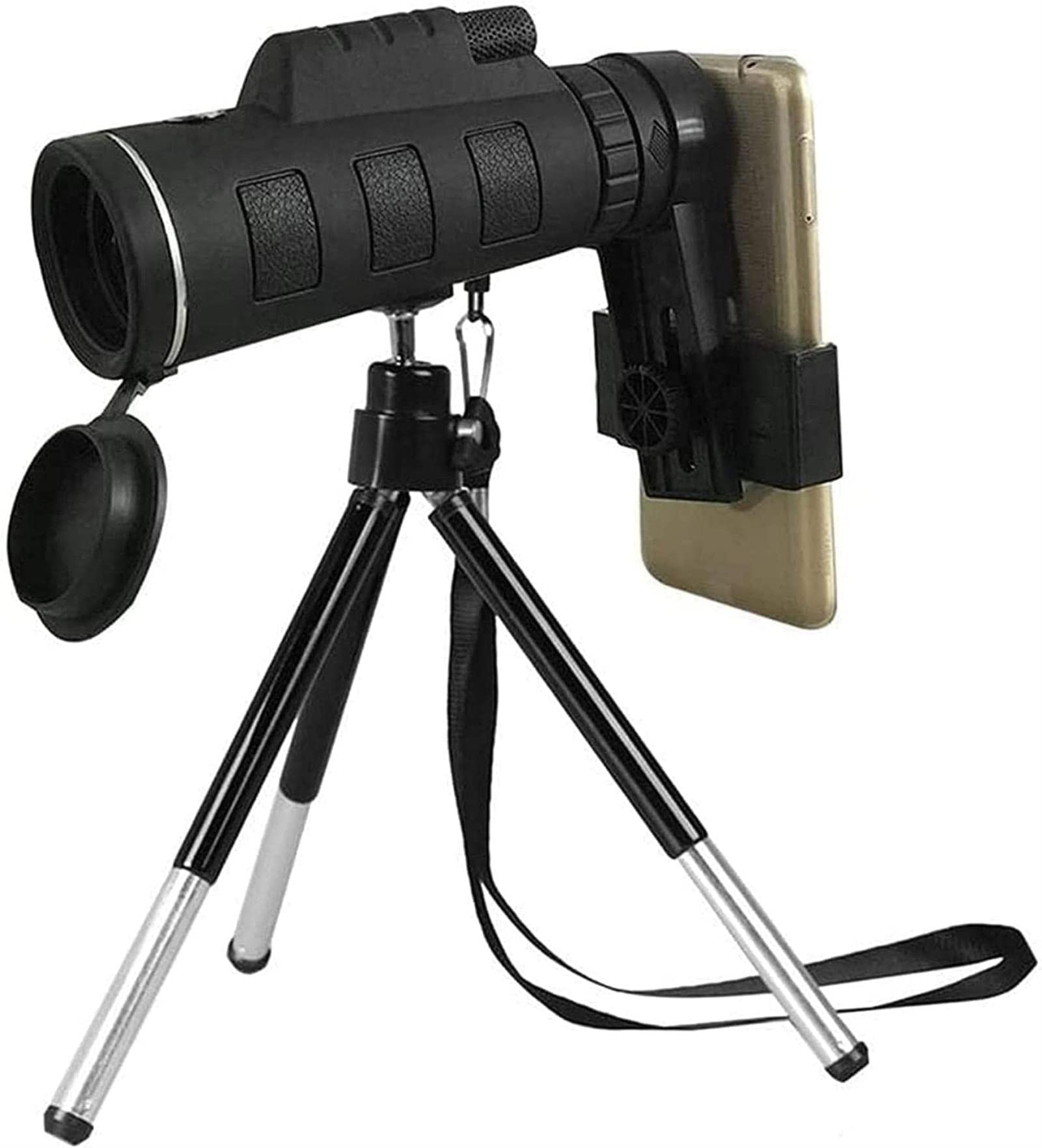 40X60 Monocular Telescope Wide Angle HD Prism with Compass Phone Clip Tripod Outdoor Portable Telescope