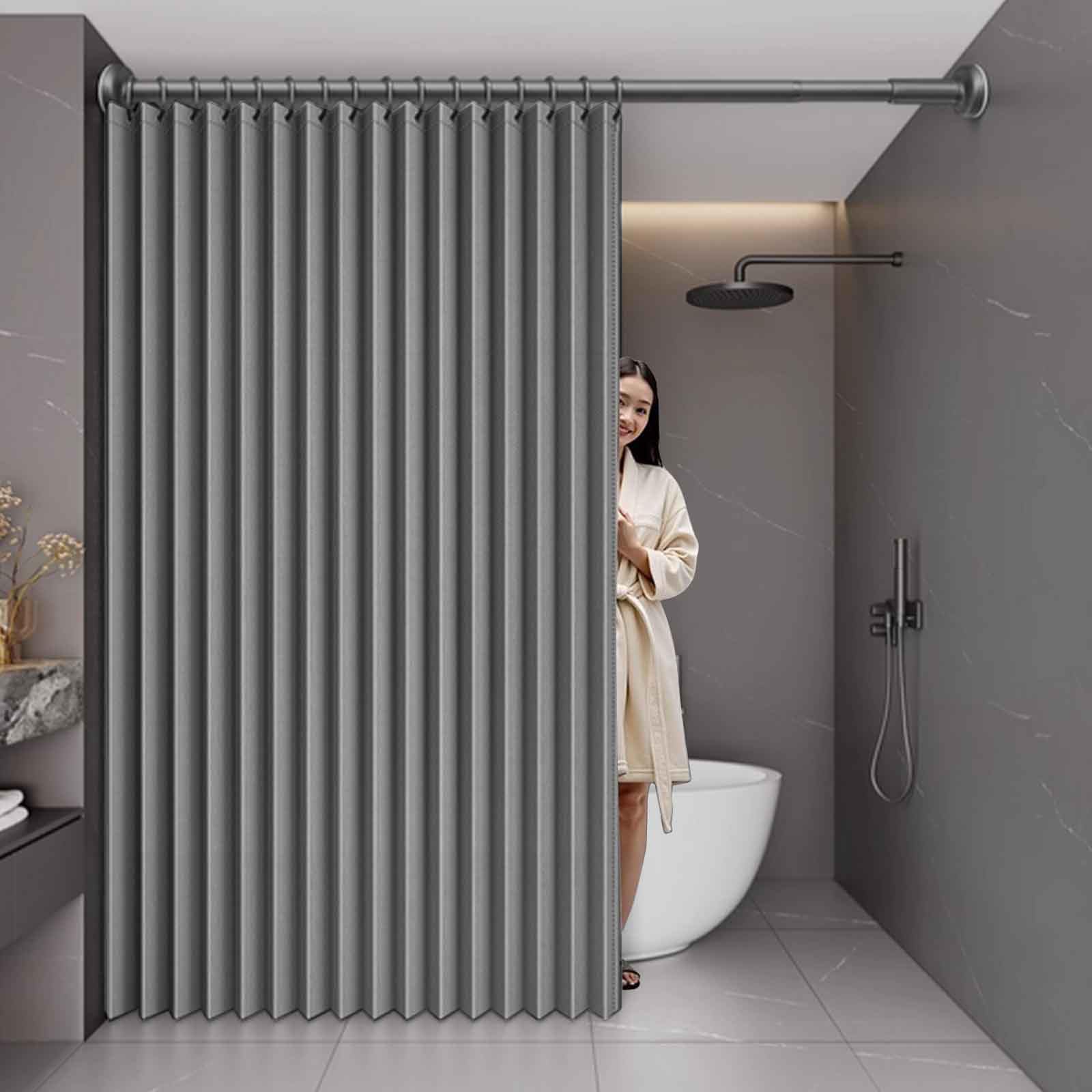 GLDYTVF Folding Door Blinds with Telescopic Rod Room Darkening Privacy Pleated Shades Magnetic Closure Closet Curtains 180x180cm for Home Decor