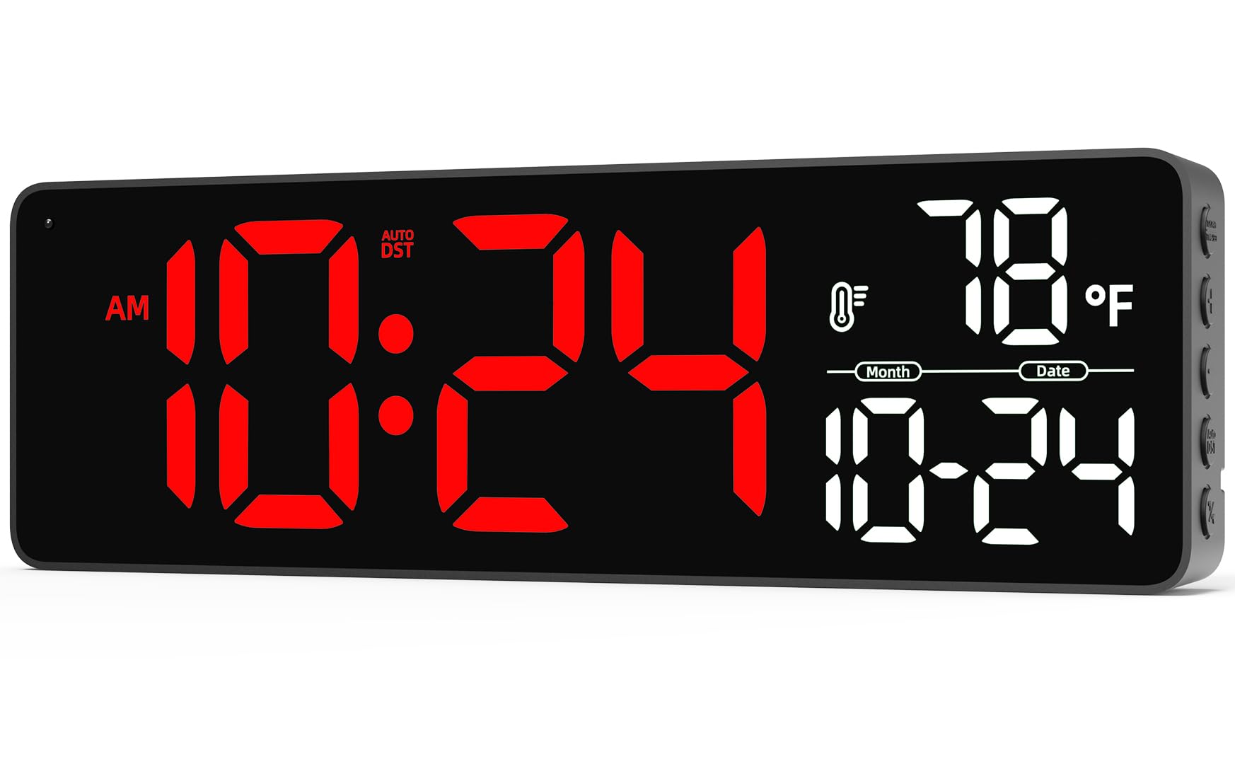 Grande orologio digitale da parete a LED con data, temperatura, auto-luminosità, auto-DST, grande orologio digitale per camera da letto, scrivania, aula, soggiorno, cucina, ufficio, palestra, fattoria