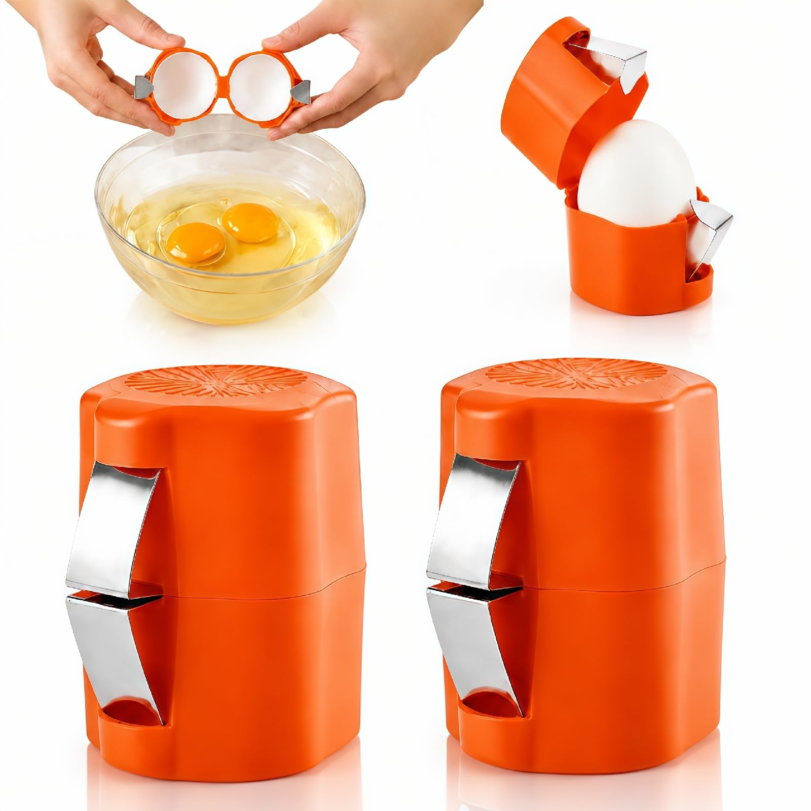 Egg Shell Opener, 2-in-1 for Raw &amp; Boiled Eggs，Orange