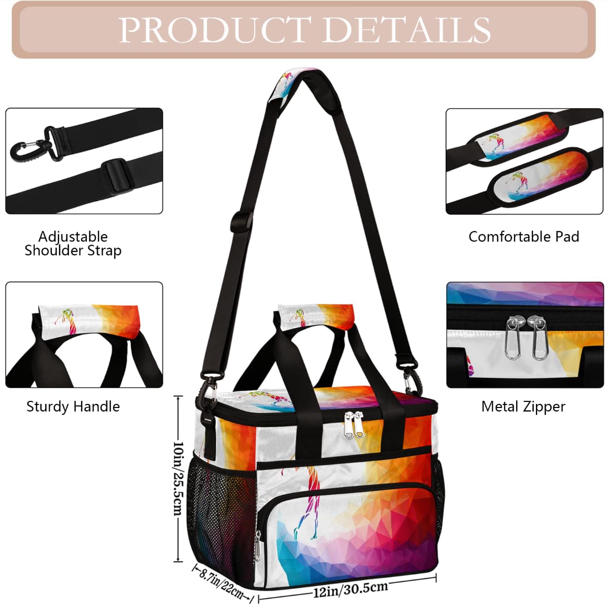 Mexpekil Borsa termica riutilizzabile a prova di perdite, per golf, sport, picnic, golf, sport, borsa termica per donne, uomini, lavoro, campeggio, spiaggia, ufficio, 24 lattine, 15 l