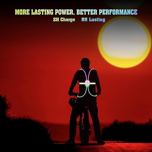 Miniatura 4 de Chaleco reflectante LED para correr con luz delantera, luces de correr para corredores, chaleco reflectante recargable y ajustable para mujeres y