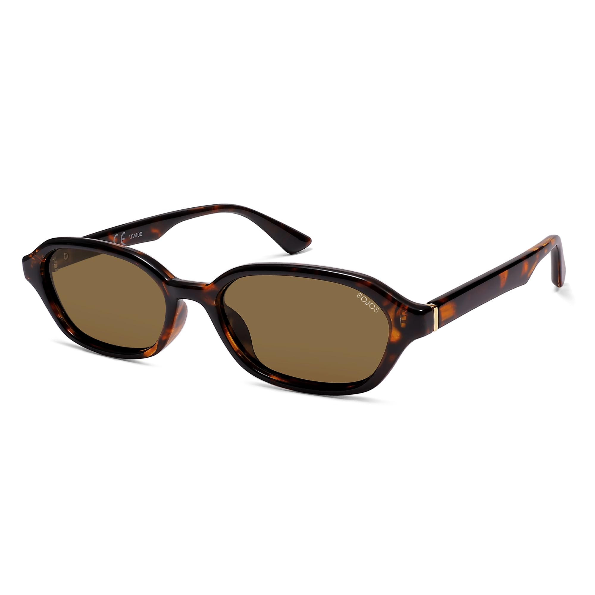 SOJOS Retro Rectangle Polarized Sunglasses for Women Men Trendy Hexagon Narrow Chic Y2K Sunnies SJ2629