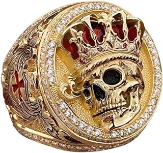 Skull Ring for Men, Cross Shield Eagle Hawk Ring Punk Rock Crown Skull Ring Gothic Skull Biker Ring Nordic Viking Skull Head Ring Six-Pointed Star Ring Men’s Hip Hop Skull Ring Jewelry Gift Father's Day Accessories