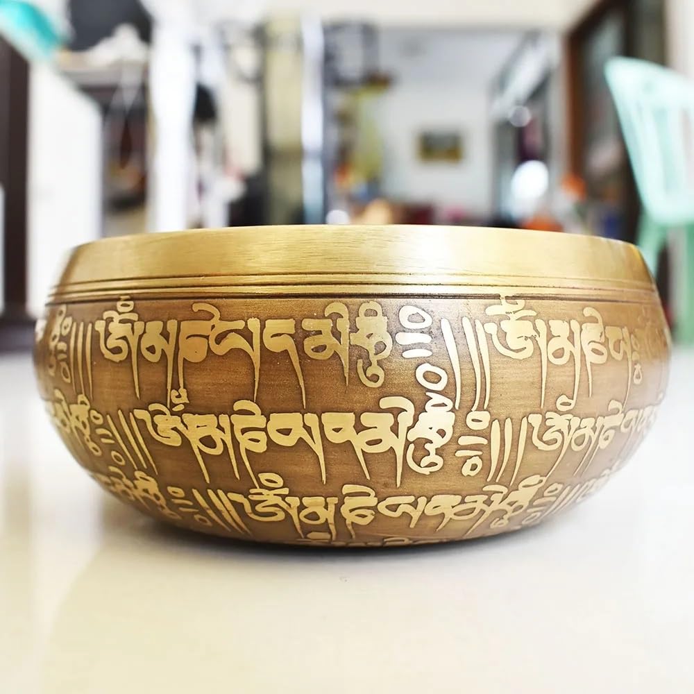 Ręcznie robiony zestaw misy dźwiękowych Budda Mantra Design tybetańska miska do medytacji jogi