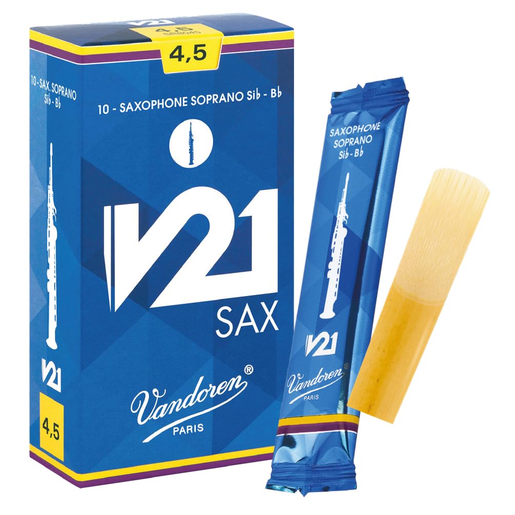 Vandoren SR8045 - Caja de 10 cañas v21 n.4.5 para saxofón soprano