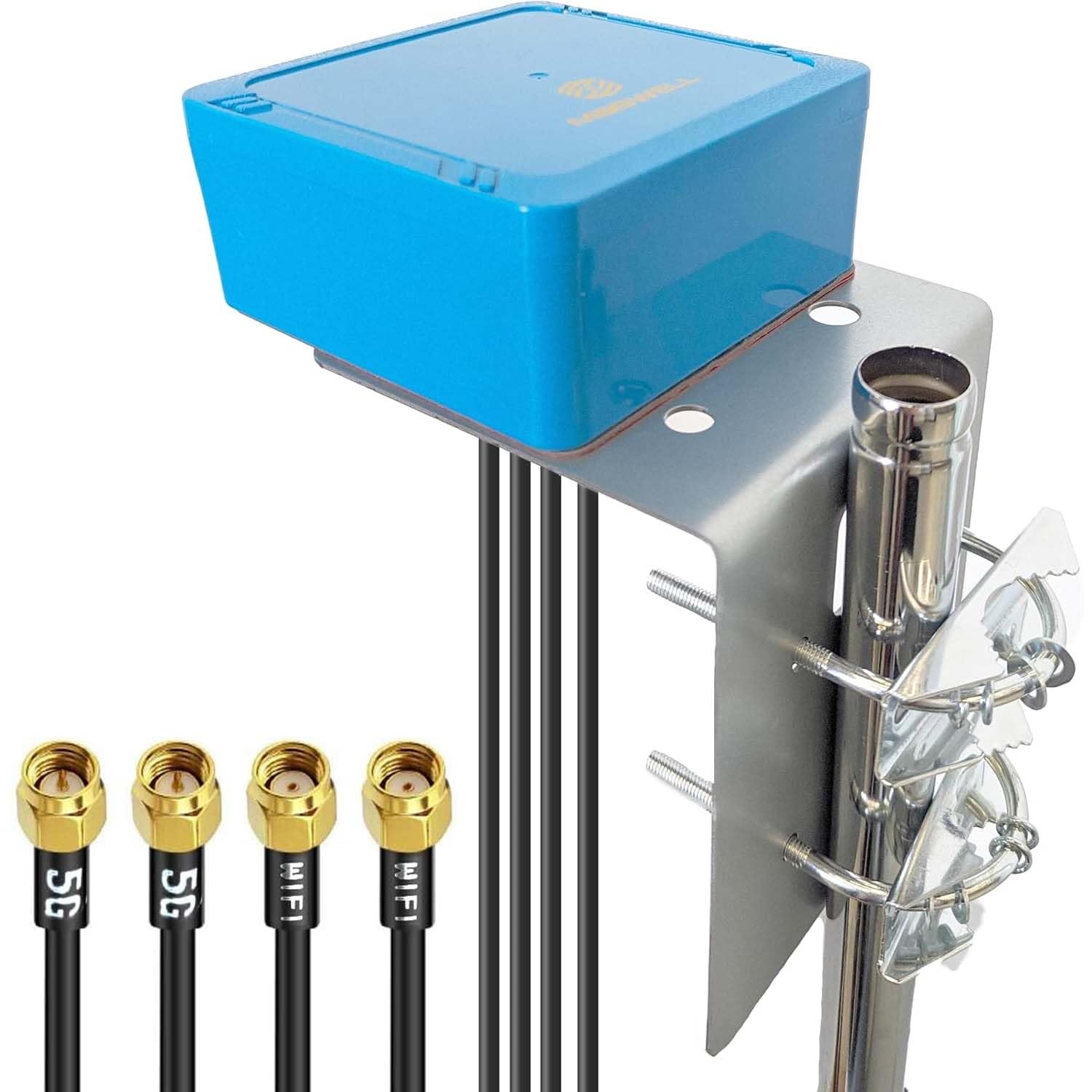 Maswell IoT M2M Antenna Esterna, 2X2 MIMO 5G + 2X2 MIMO WiFi 7, Omni 700-6000 MHz con 5G NR 4G LTE, WiFi 6E Bluetooth WiMAX e Zigbee, montaggio a vite e adesivo, basso guadagno non per competizione di