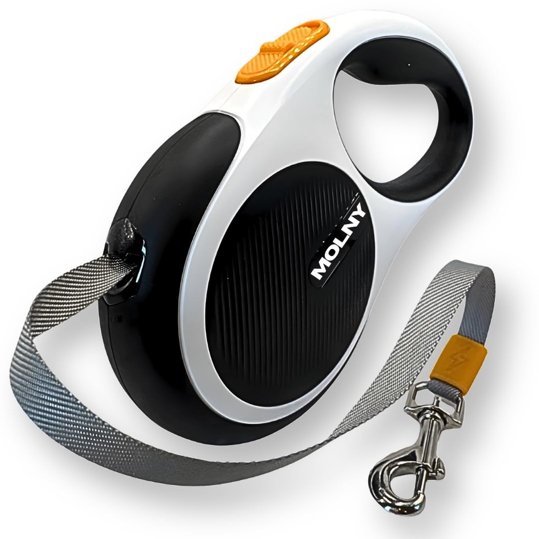 MOLNY Retractable Dog Leash Black-White