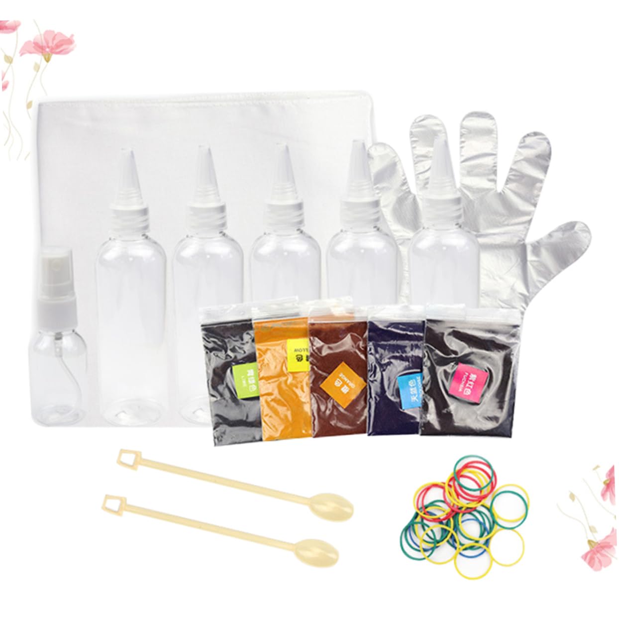 ARTIBETTER DIY Craft Tie-dye Kit 5 Pigment Bottles Storage Gloves Elastic Rings for Children's Art Home Projects