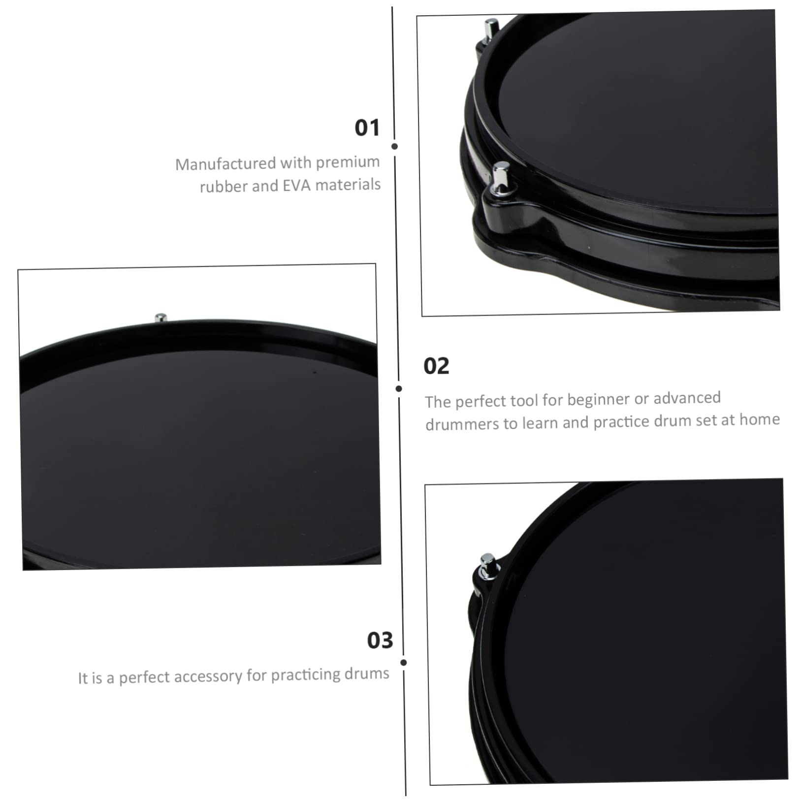Pad para Practicar Batería de 10 Pulgadas Superficie de Goma, Silenciador Adecuado para Principiantes en Entrenamiento Musical