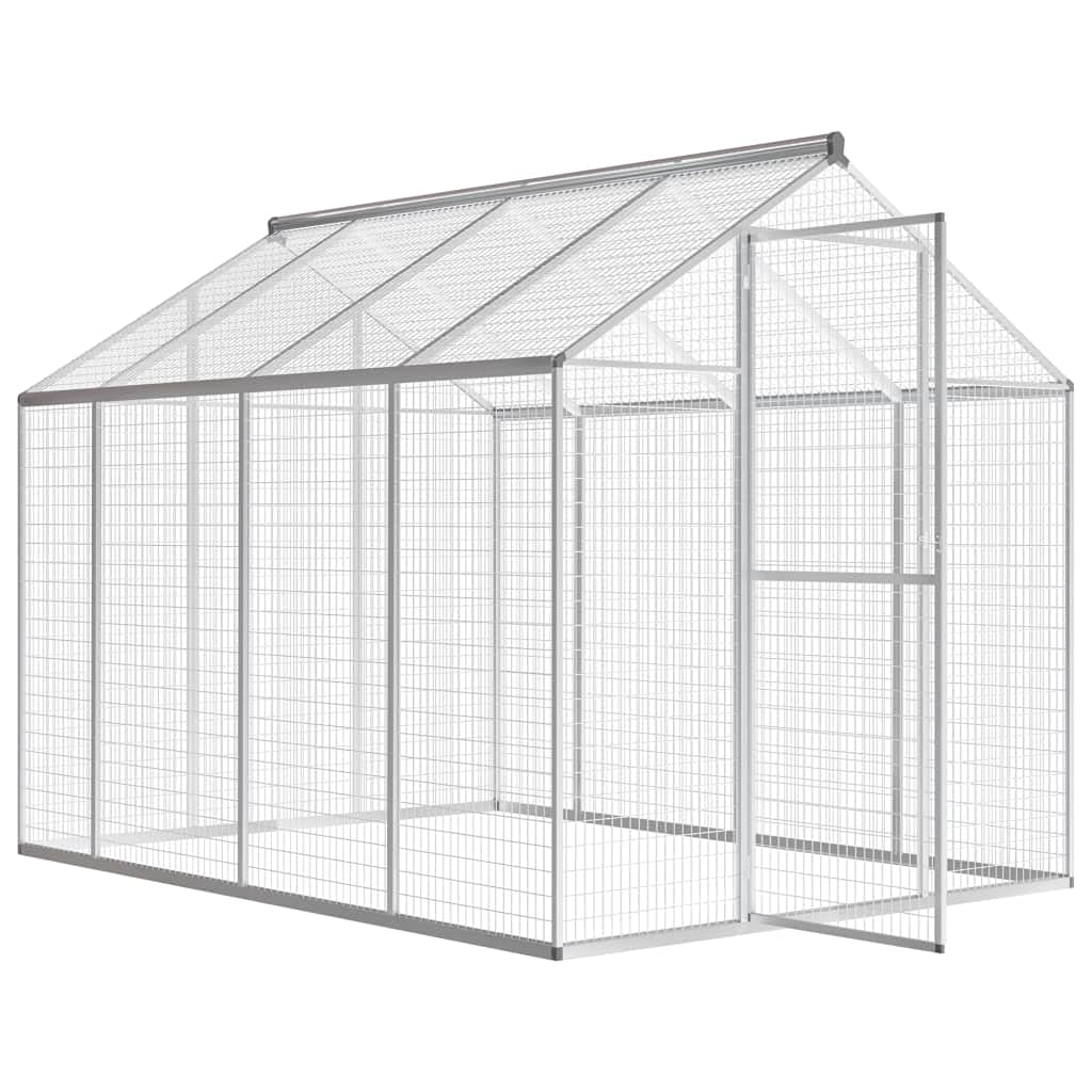 Angled view of the vidaXL Outdoor Aviary with the door open, showing interior space.