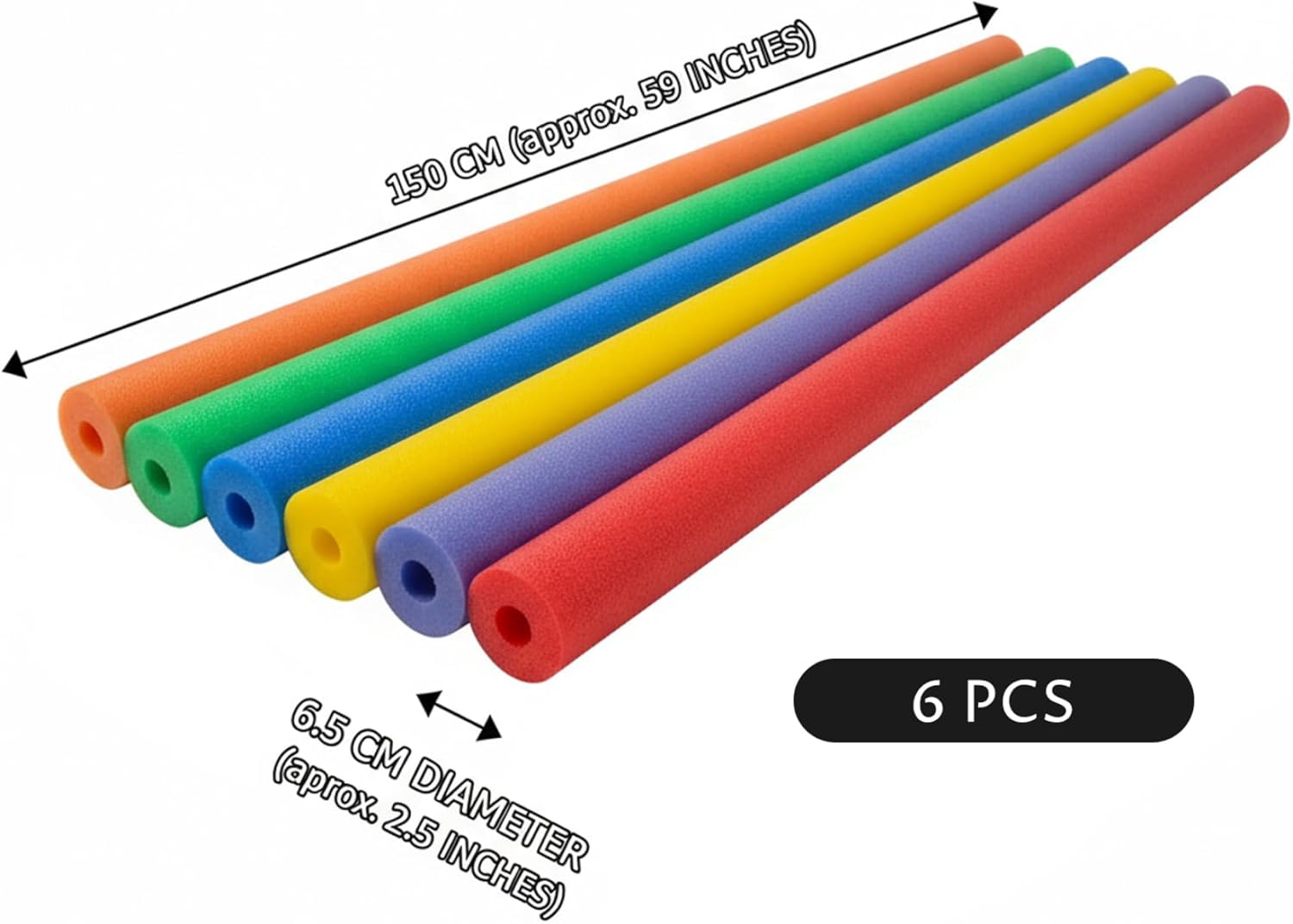 6-Pack Pool Noodles Foam - 59 Inch Swimming Noodles for Water Games & Pool Floats, 6 Colors.