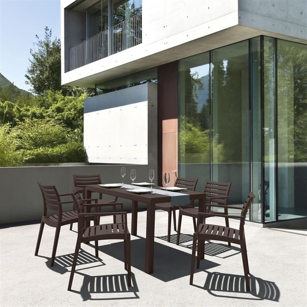 Compamia Ares 55" Resin Patio Dining Table in Brown, Commercial Grade