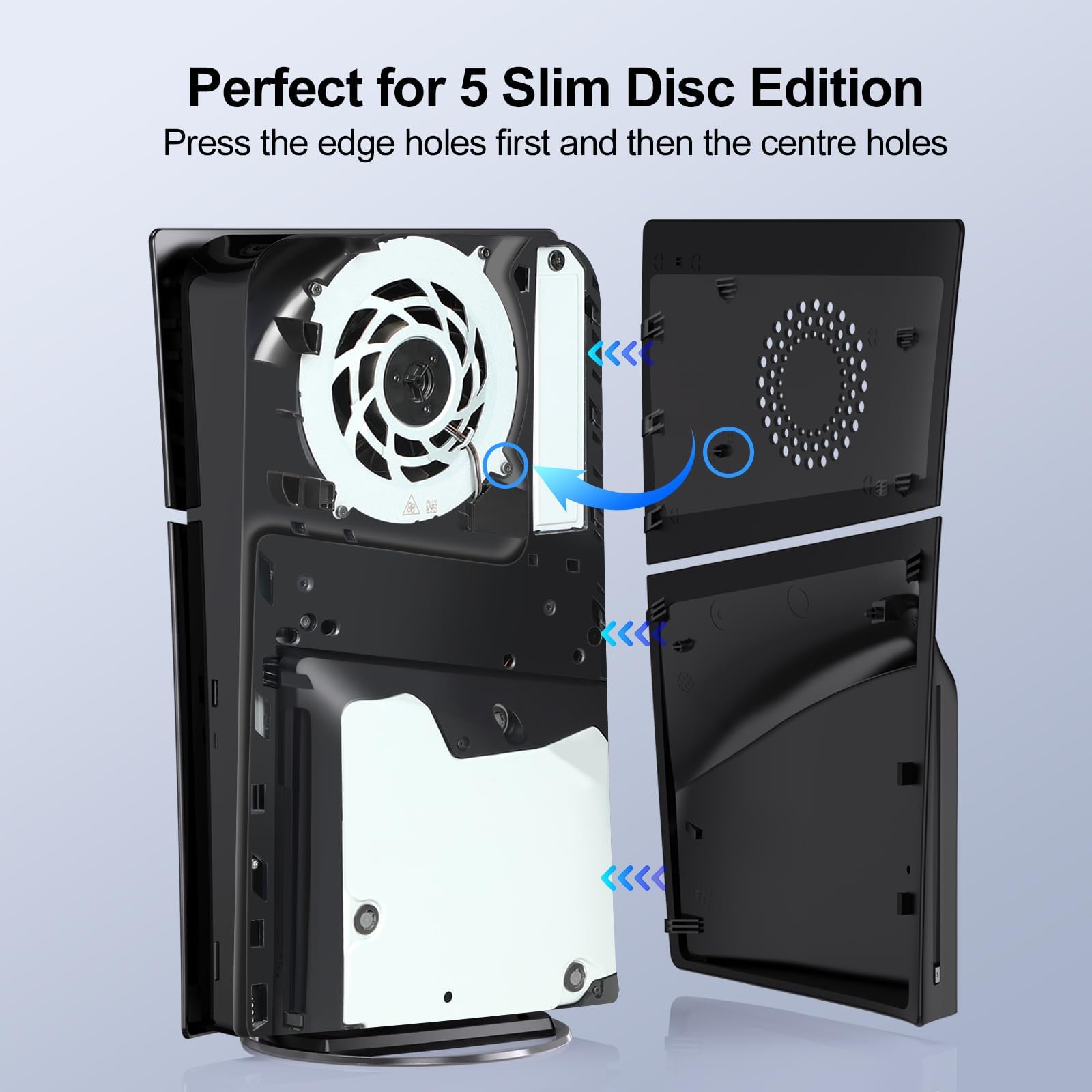 Cover per Ps5 Slim Disc Edition,Con Porta per Ventola Custodia per Piastra Rigida Nera per Playstation 5 Slim, Cover per Piastra Di Ricambio per Accessori Ps5 Slim Faceplate,Ferroso